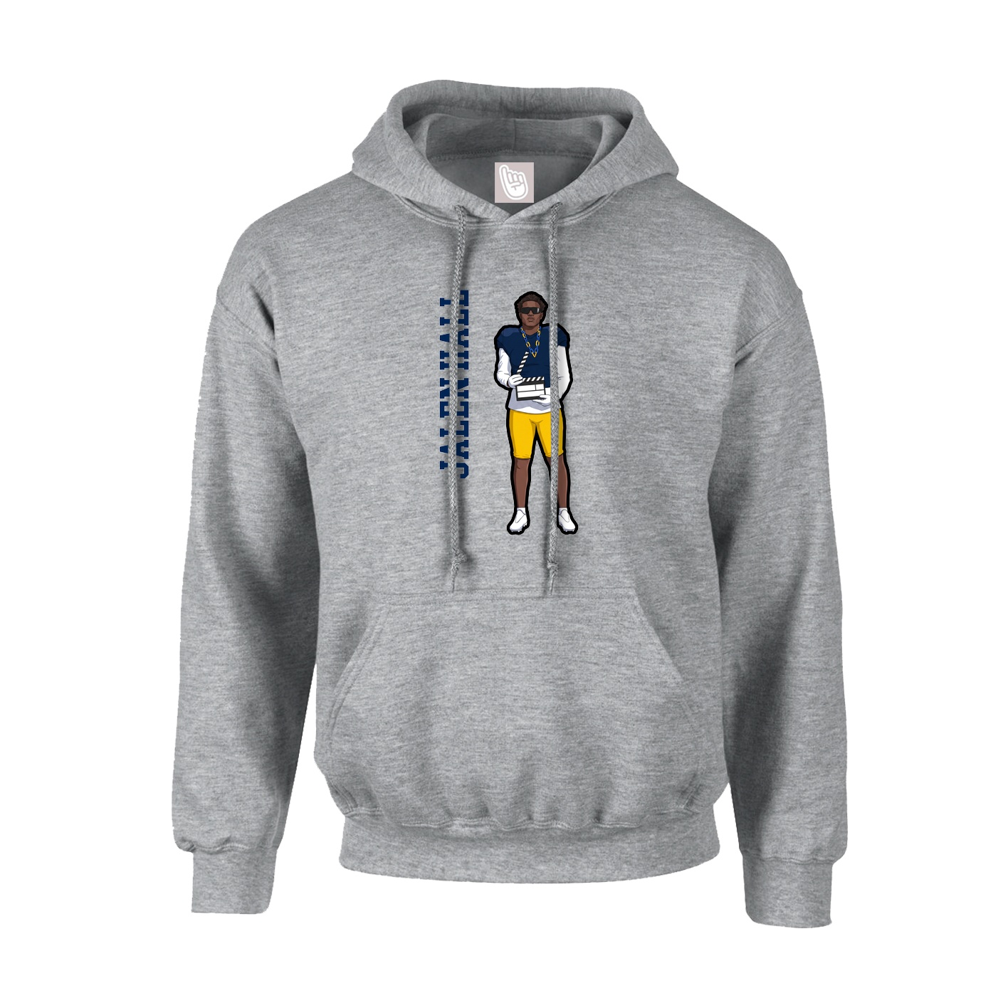 Youth Hoodie — Name Vertical in Grey