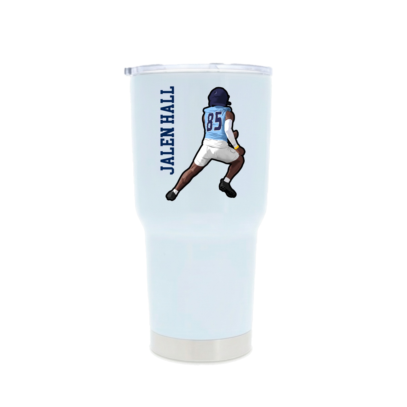 30oz Stainless Steel Tumbler — Name Vertical in White