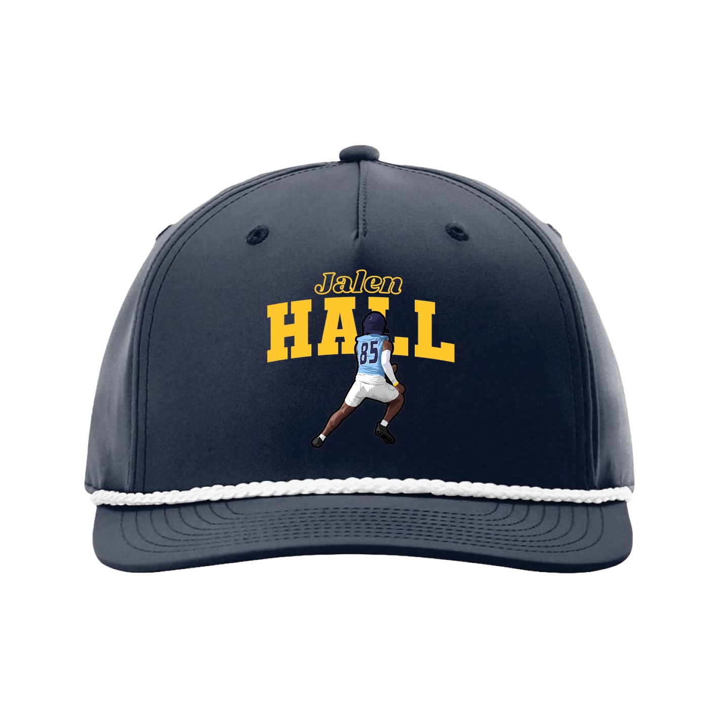Five-Panel Classic Rope Cap — Name Arch in Navy