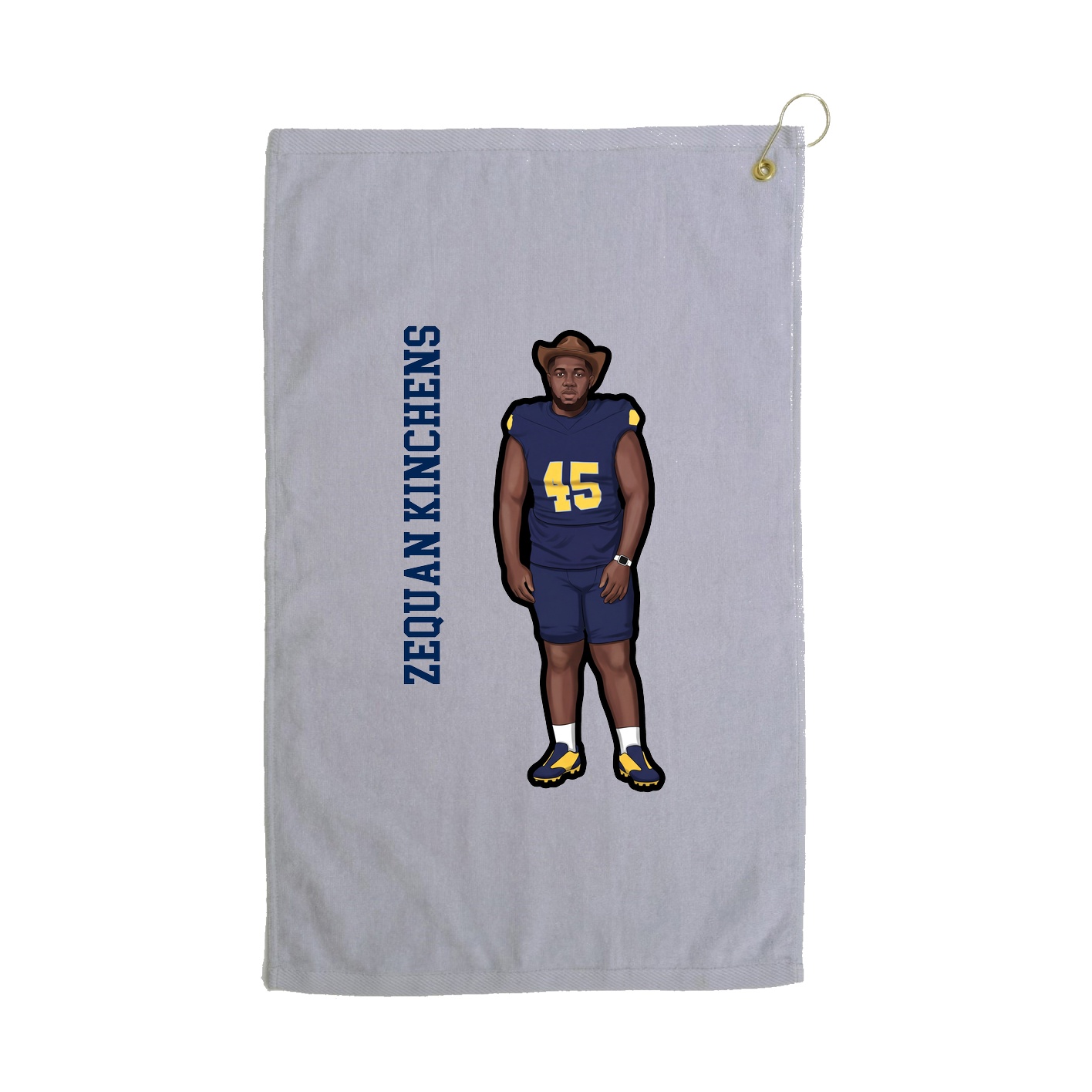 Golf Towel — Name Vertical in Grey