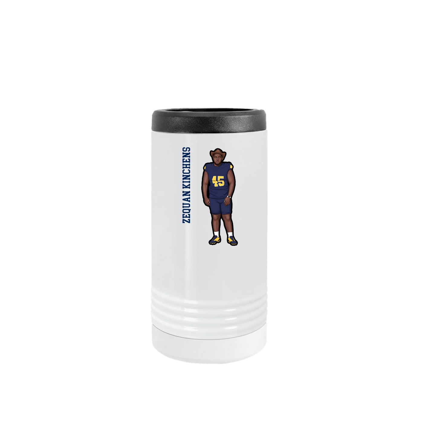 Slim Beverage Holder — Name Vertical in White