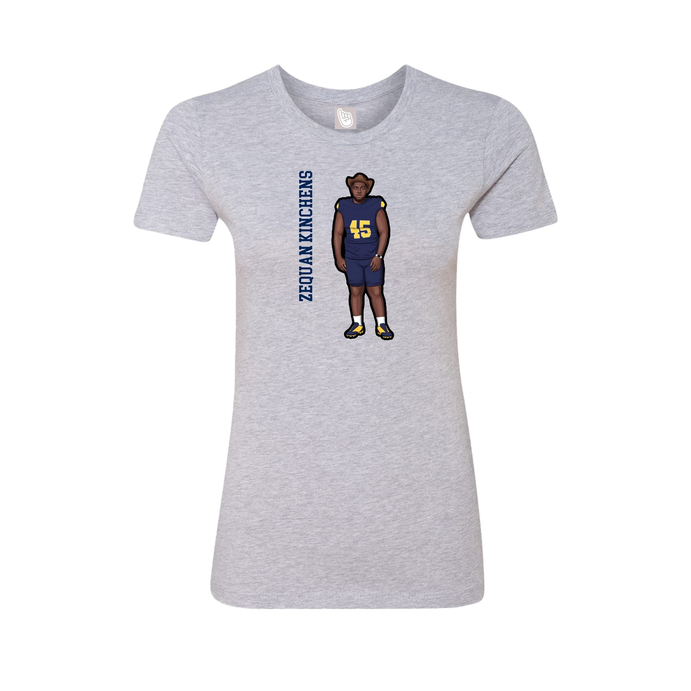 Fitted Women's Tee — Name Vertical in Grey