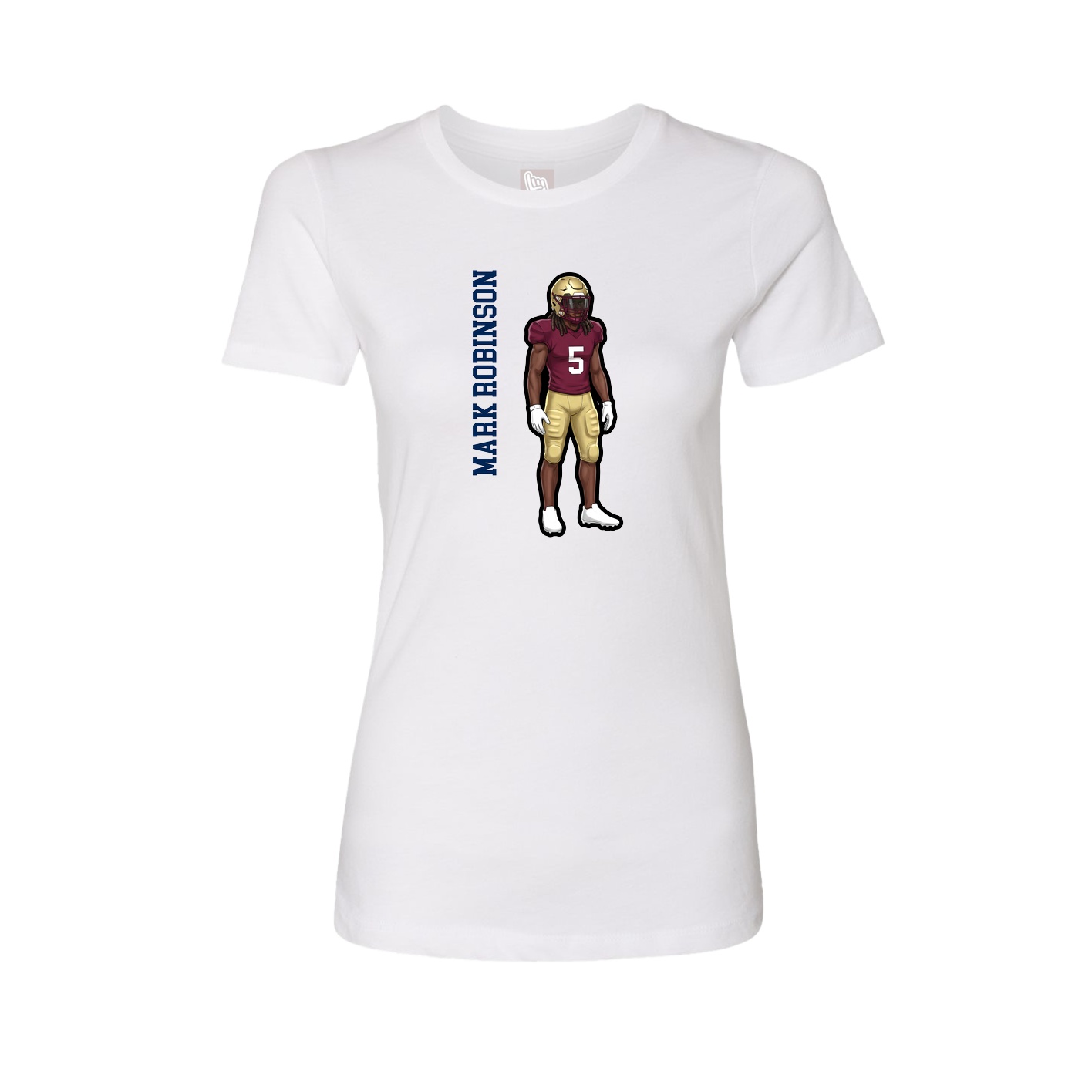 Fitted Women's Tee — Name Vertical in White