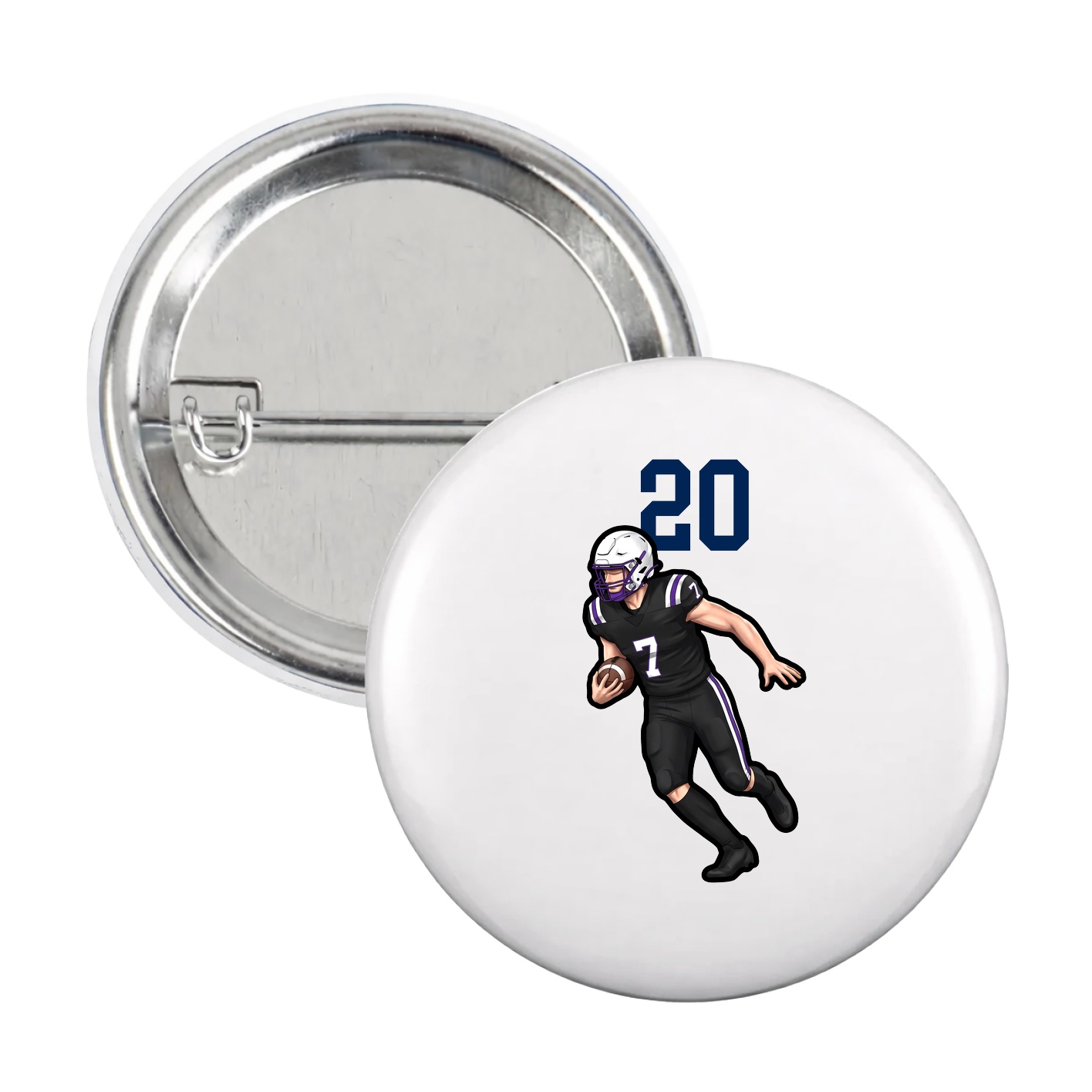 Game Day Button — Number Top in White