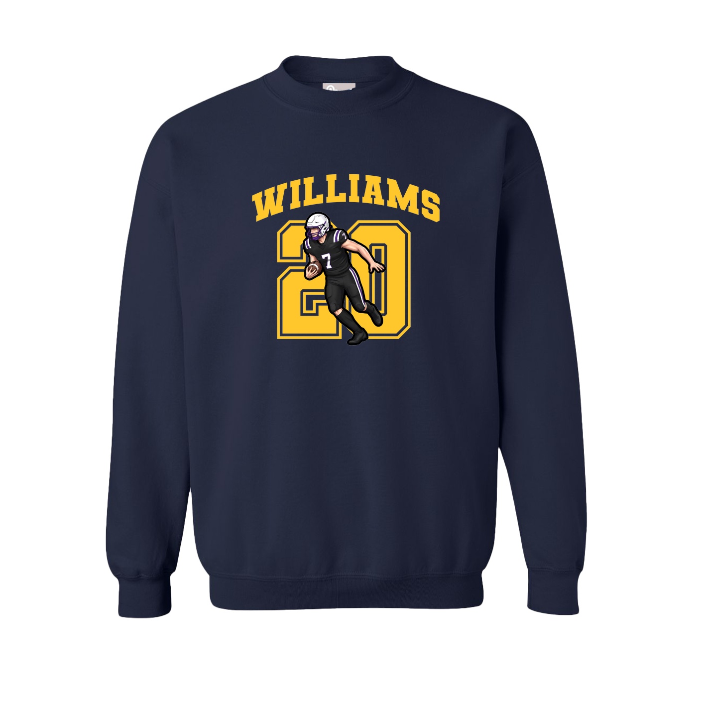 Fleece Crew — Number in Navy