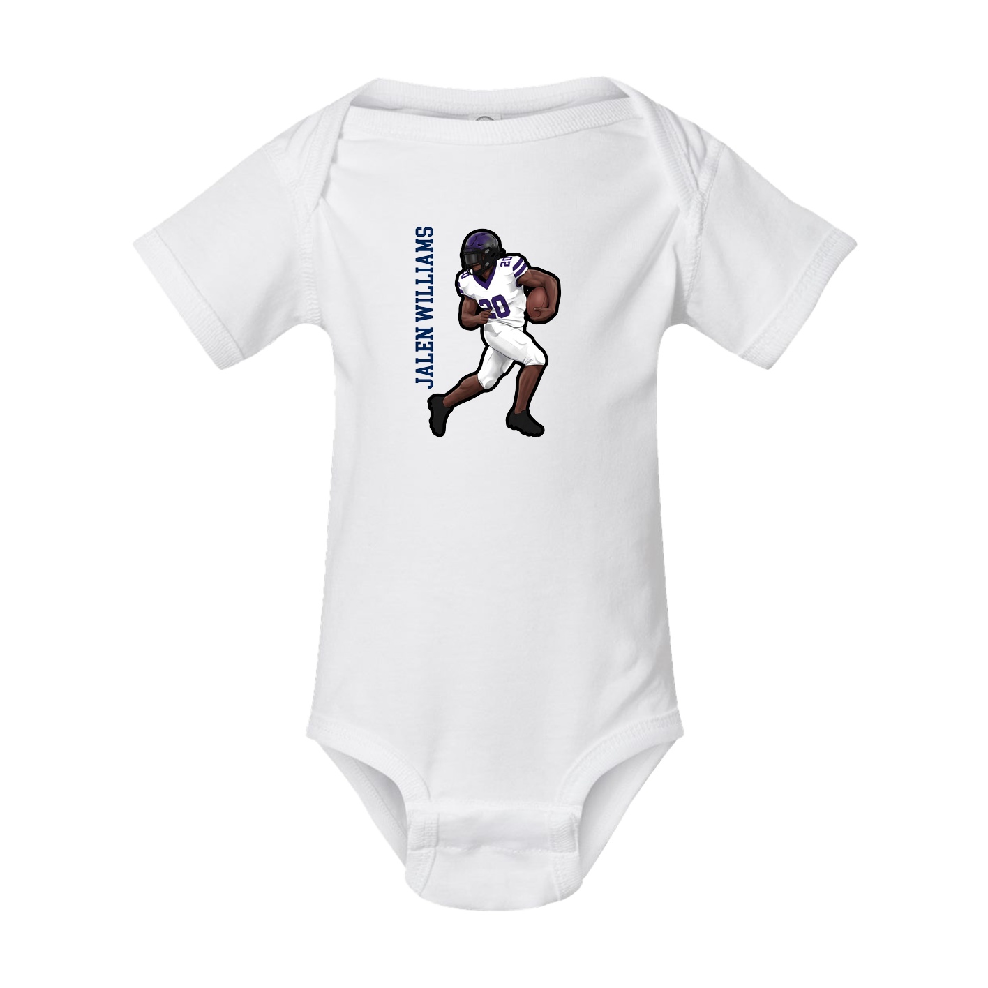 Baby Onesie — Name Vertical in White