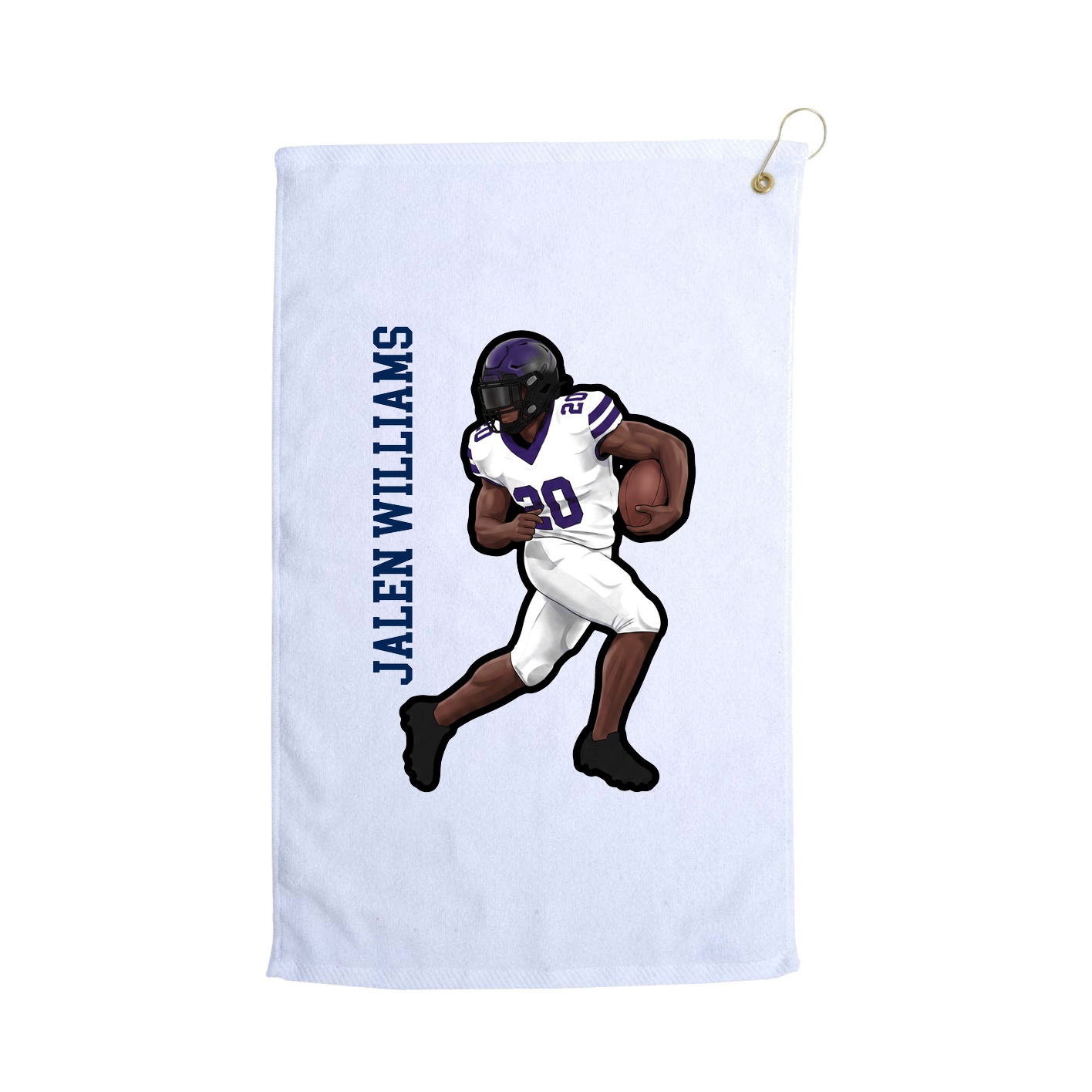 Golf Towel — Name Vertical in White