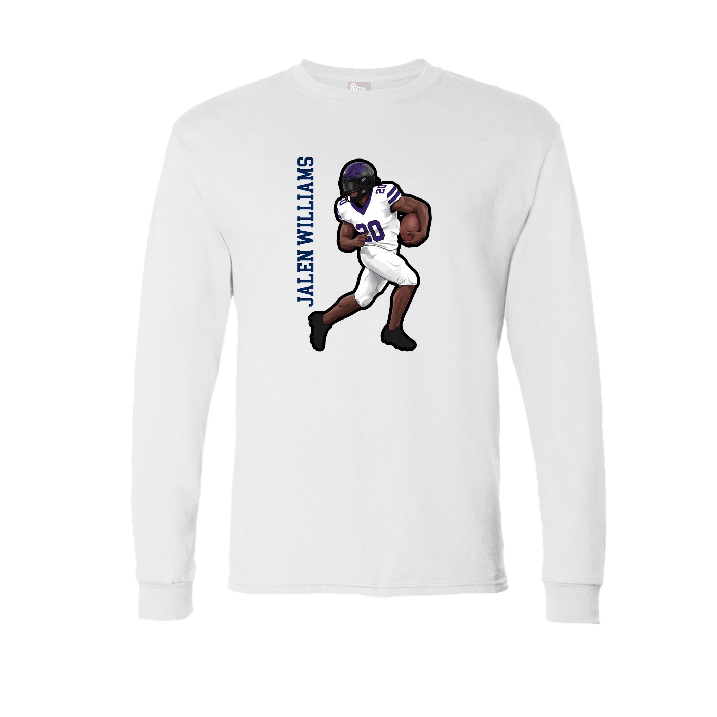 Long Sleeve Tee — Name Vertical in White