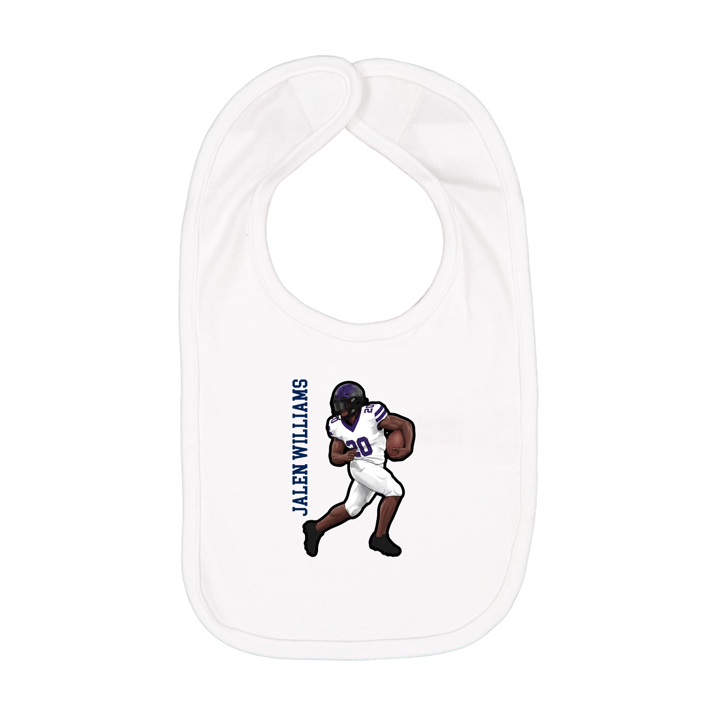 Infant Bib — Name Vertical in White
