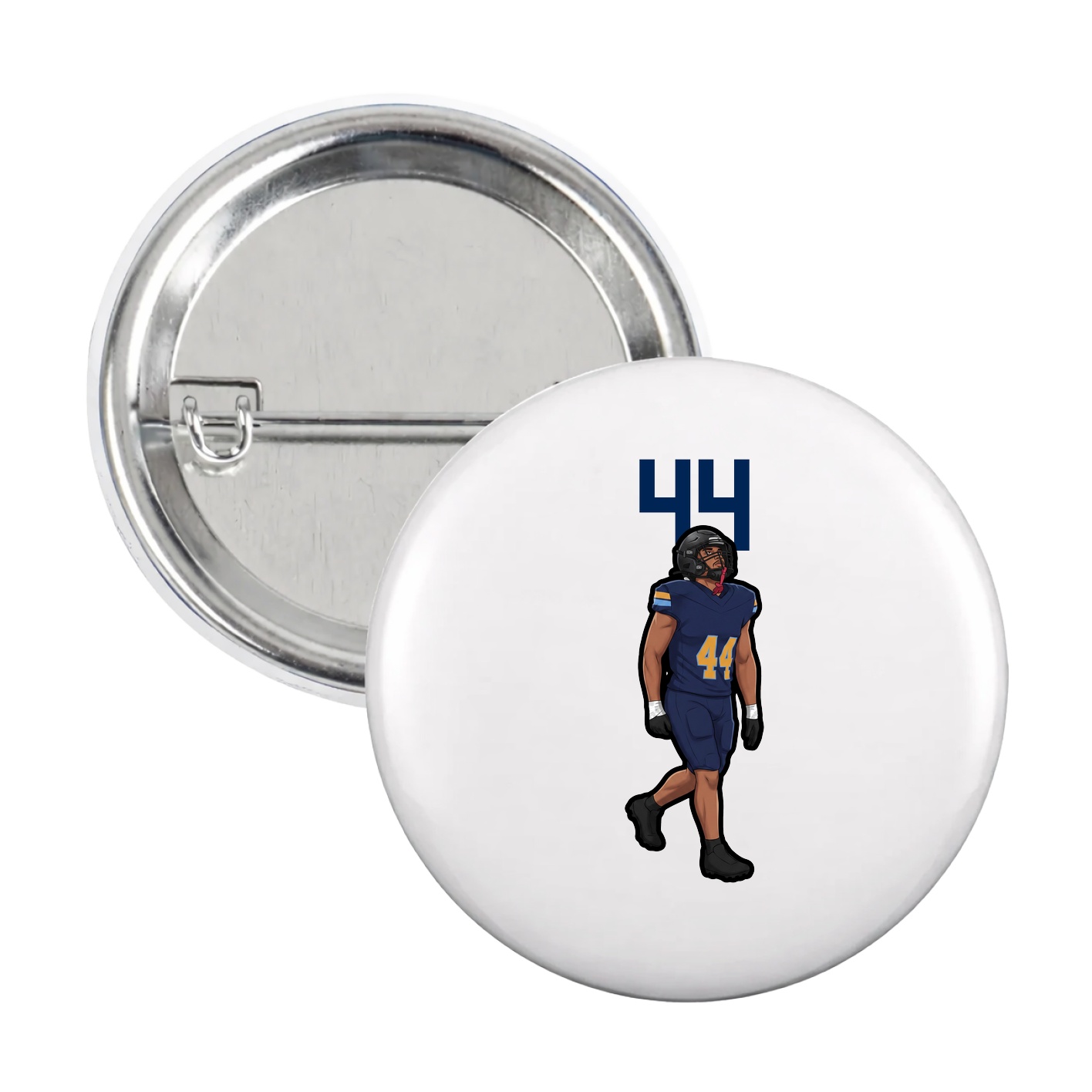 Game Day Button — Number Top in White