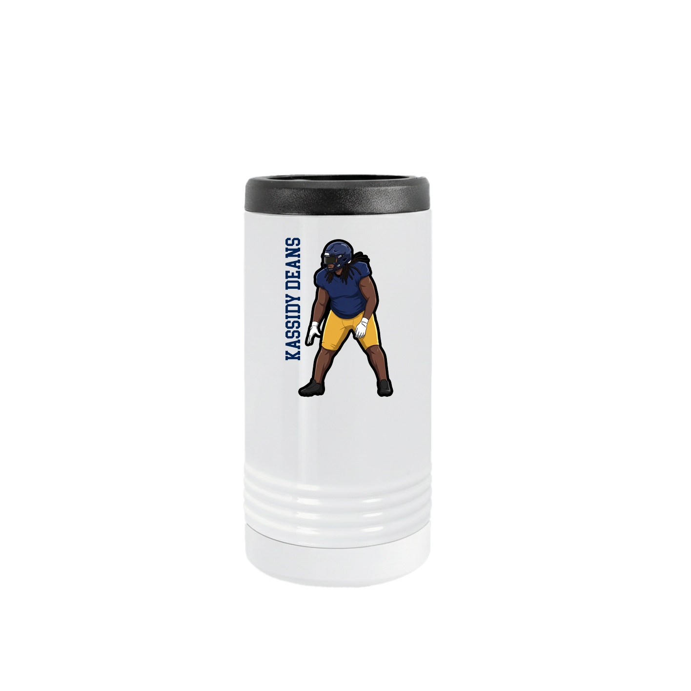 Slim Beverage Holder — Name Vertical in White