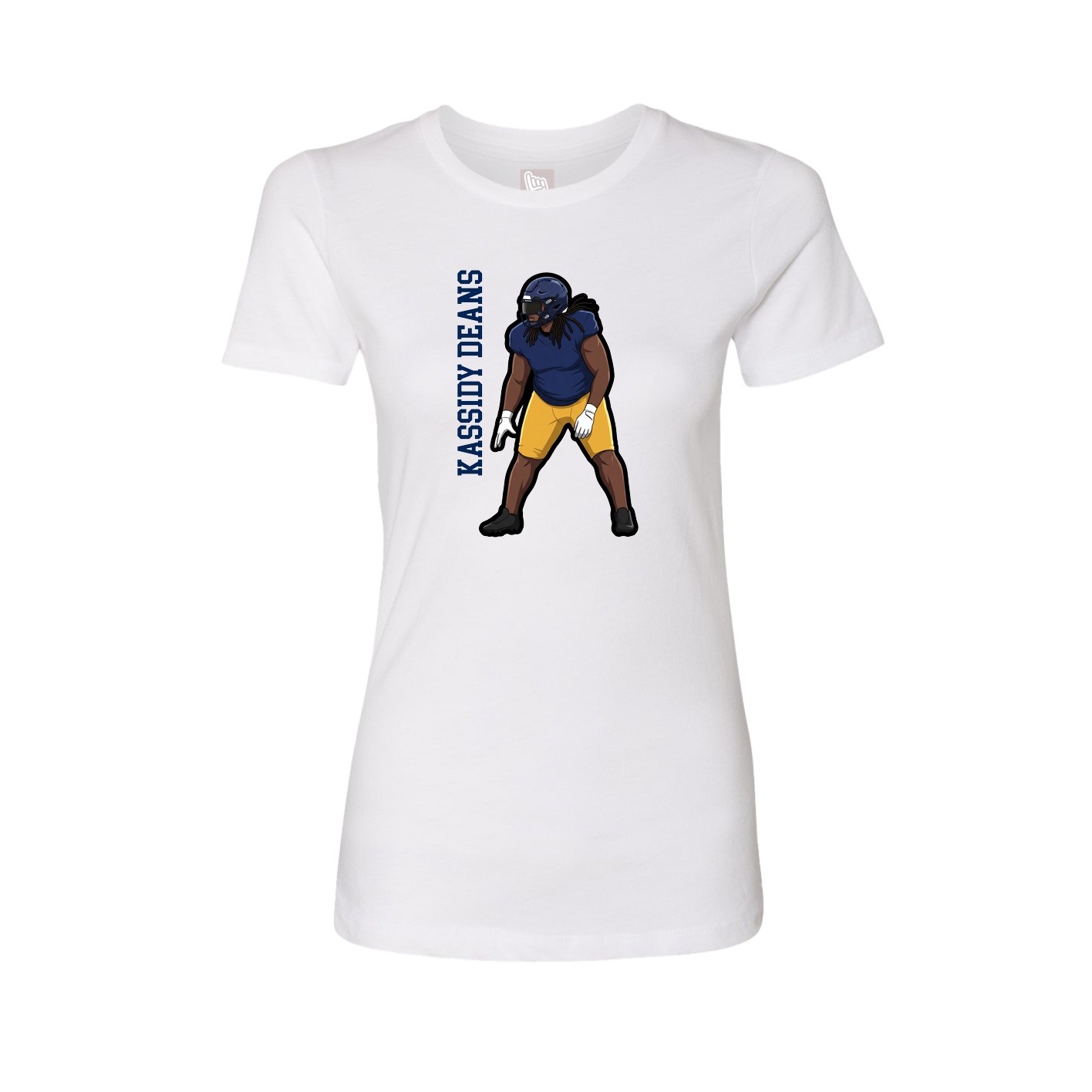 Fitted Women's Tee — Name Vertical in White