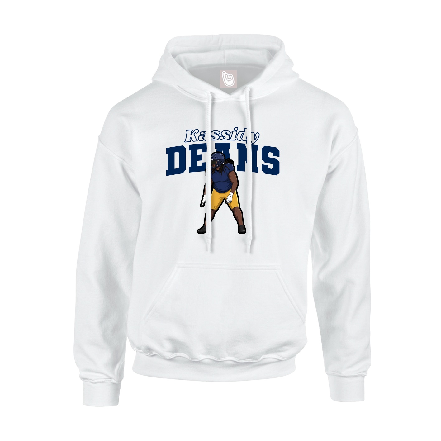 Youth Hoodie — Name Arch in White