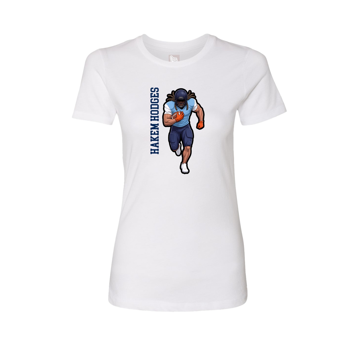Fitted Women's Tee — Name Vertical in White