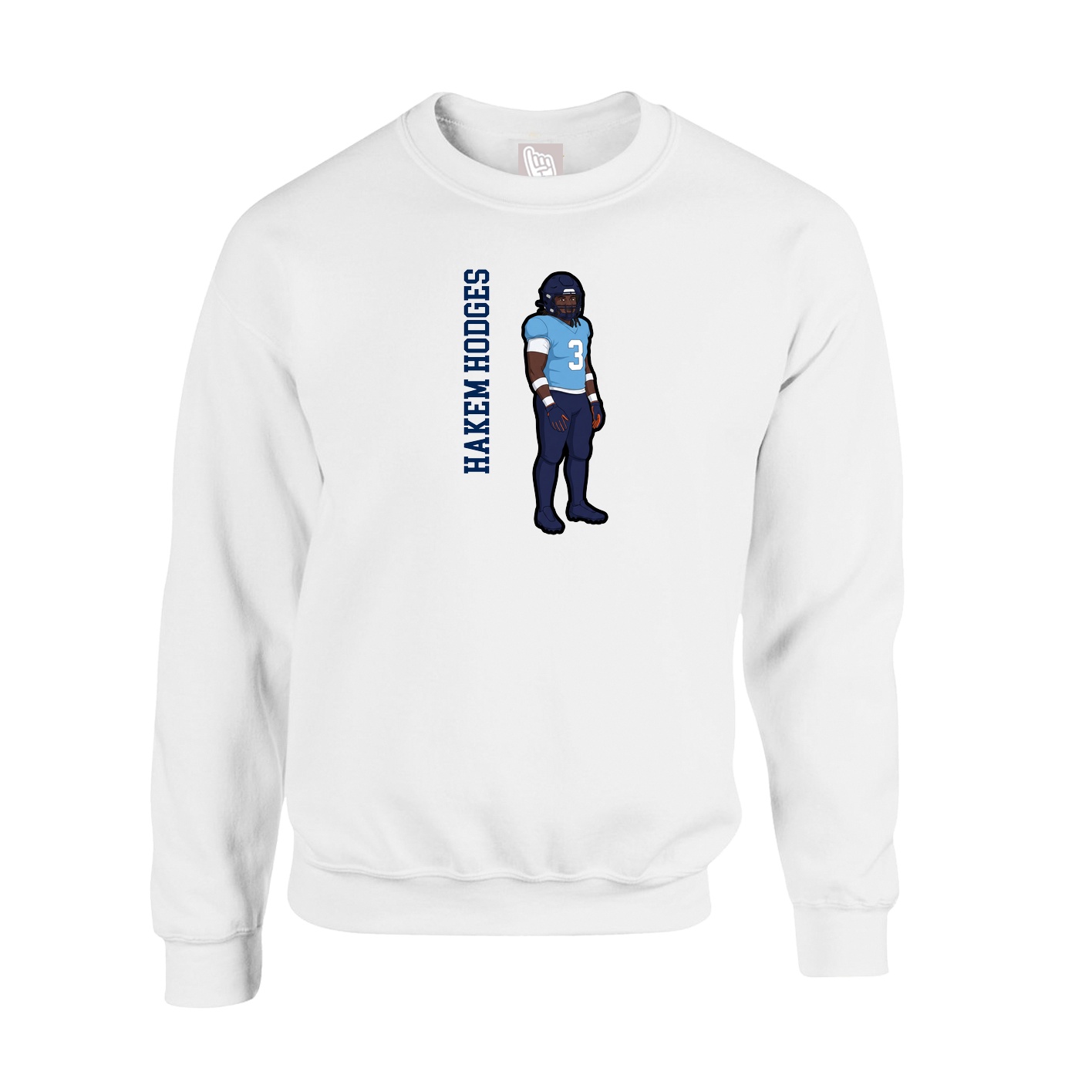 Fleece Crew — Name Vertical in White