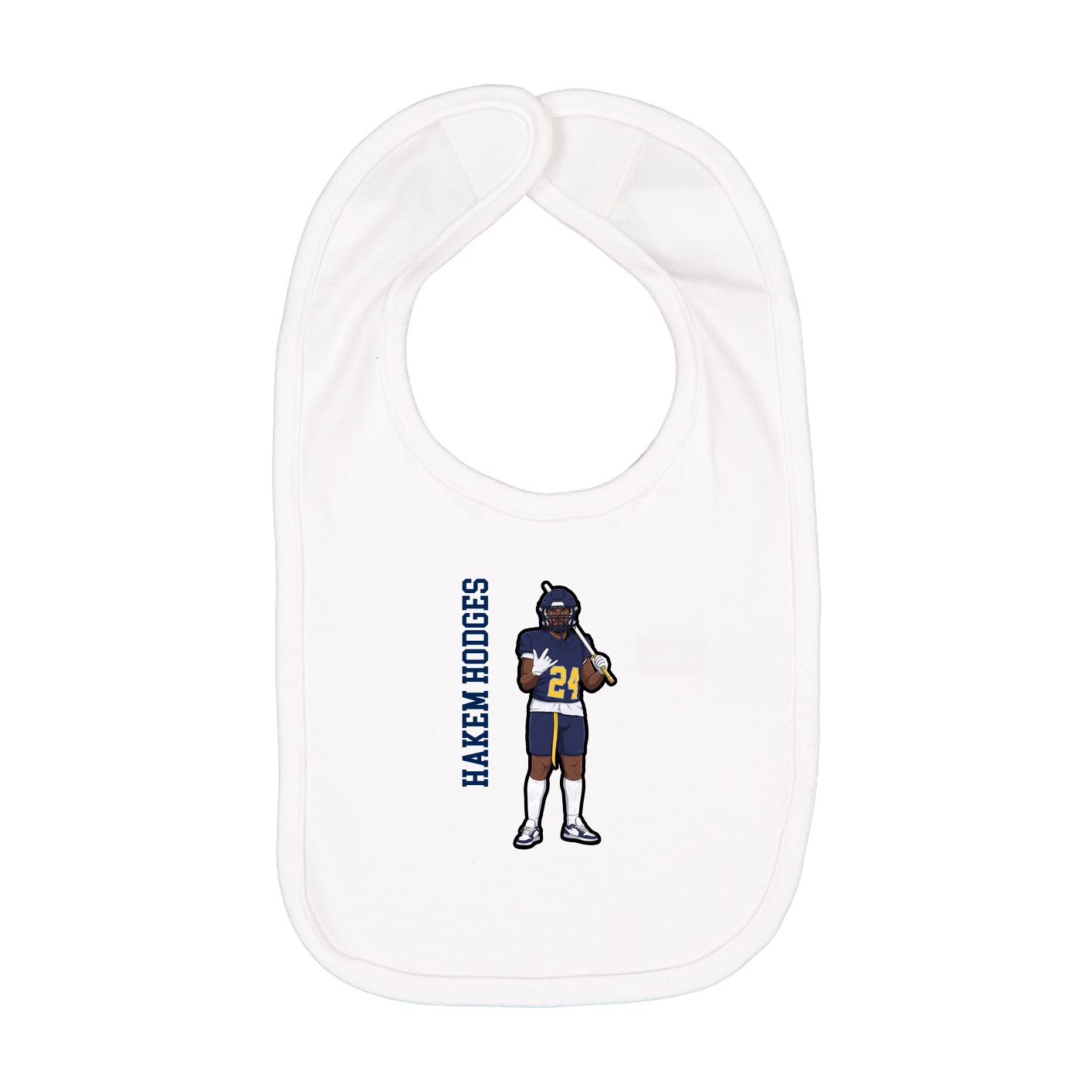 Infant Bib — Name Vertical in White