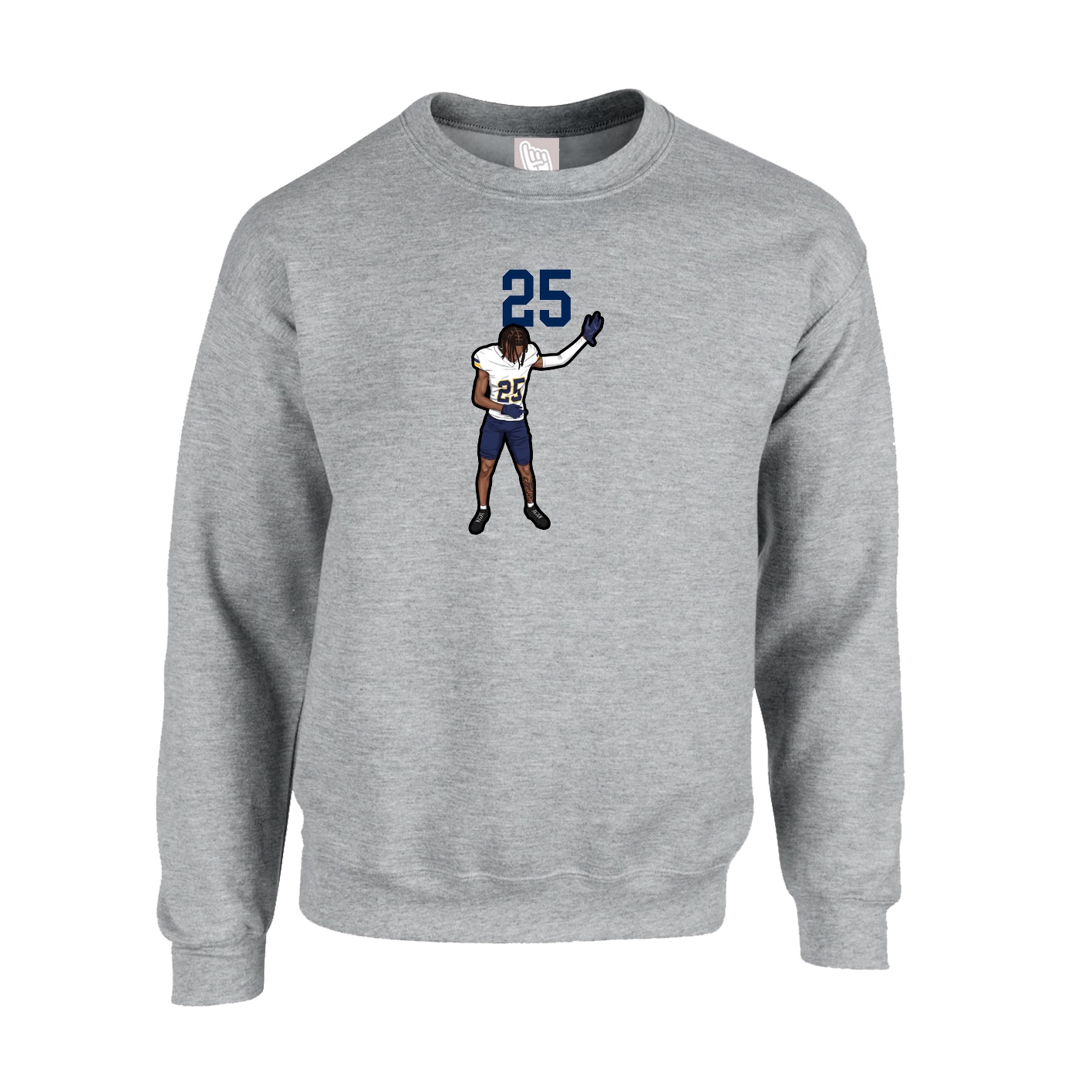 Fleece Crew — Number Top in Grey