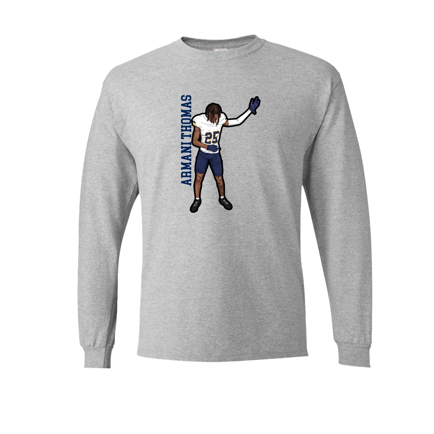 Long Sleeve Tee — Name Vertical in Grey