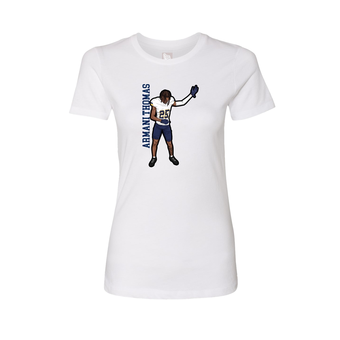 Fitted Women's Tee — Name Vertical in White