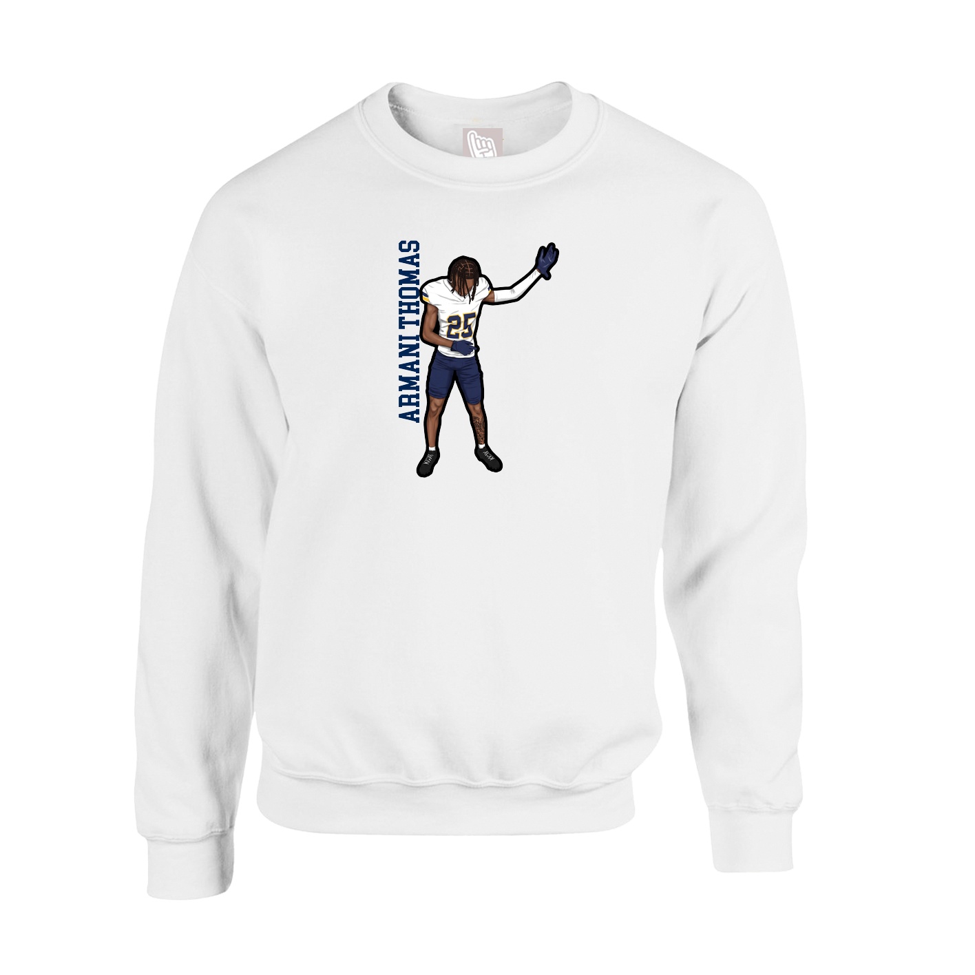 Fleece Crew — Name Vertical in White