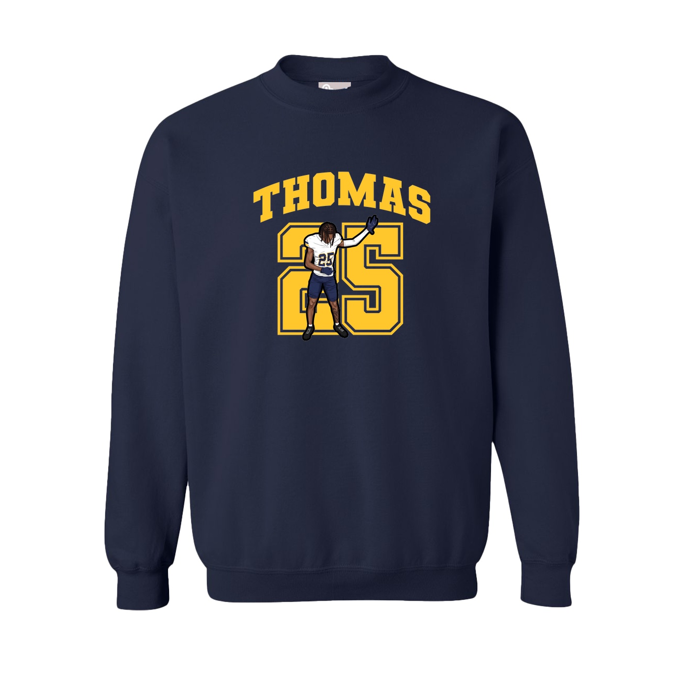 Fleece Crew — Number in Navy