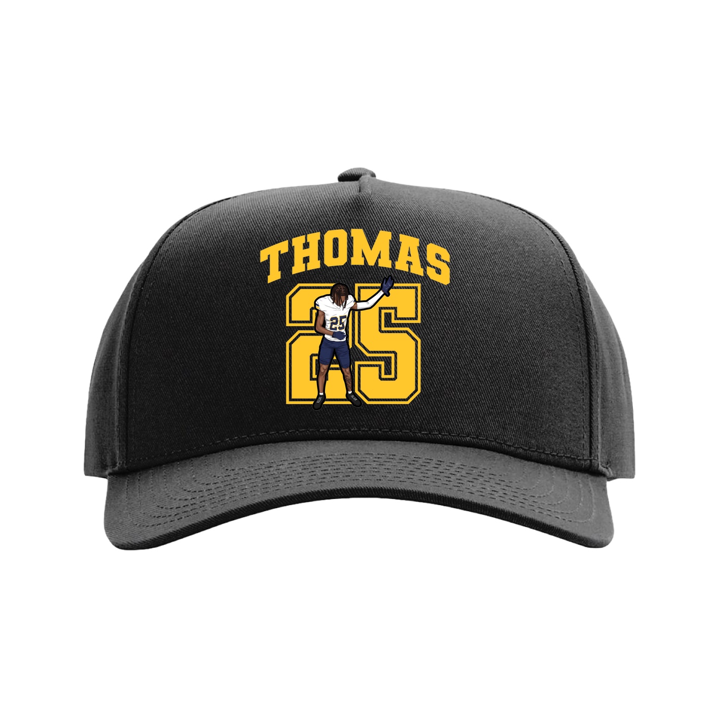 Full Fabric Five-Panel Champ Cap — Number in Black