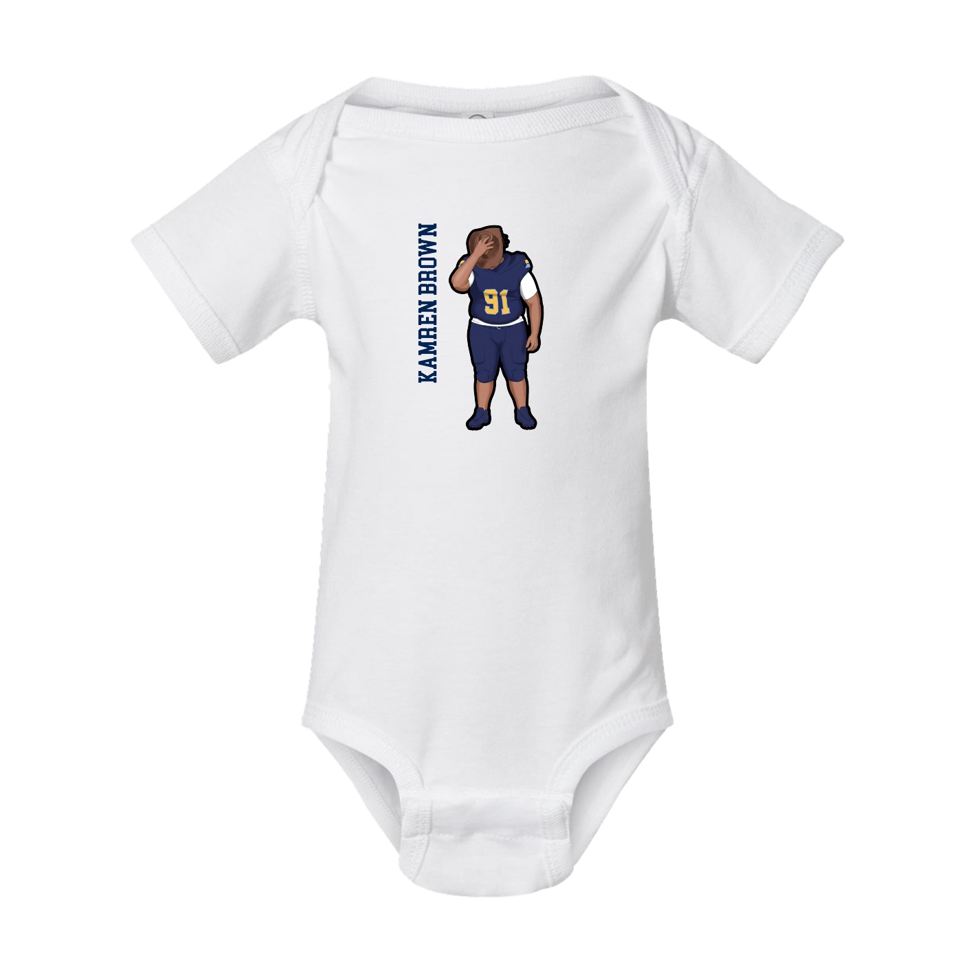 Baby Onesie — Name Vertical in White
