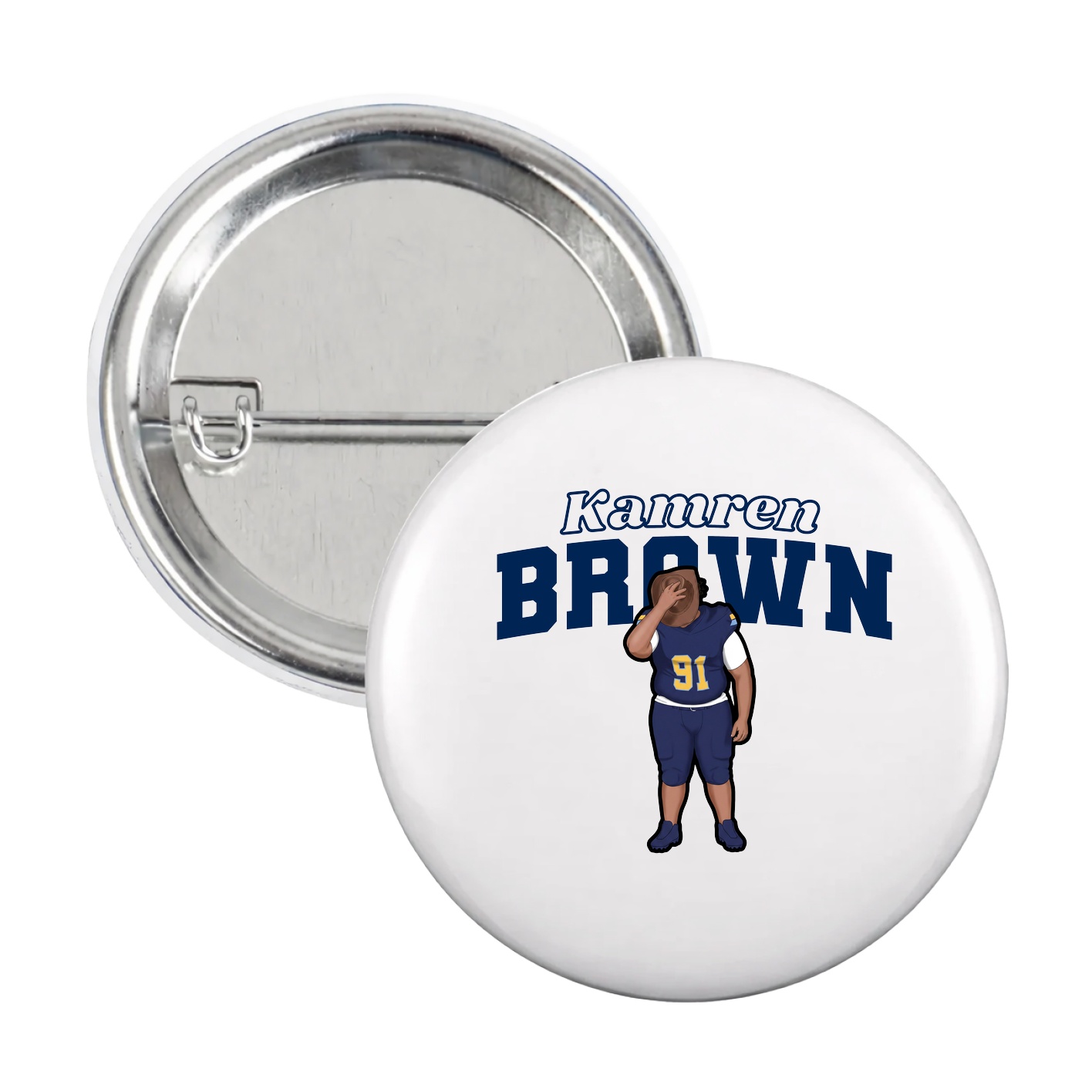 Game Day Button — Name Arch in White