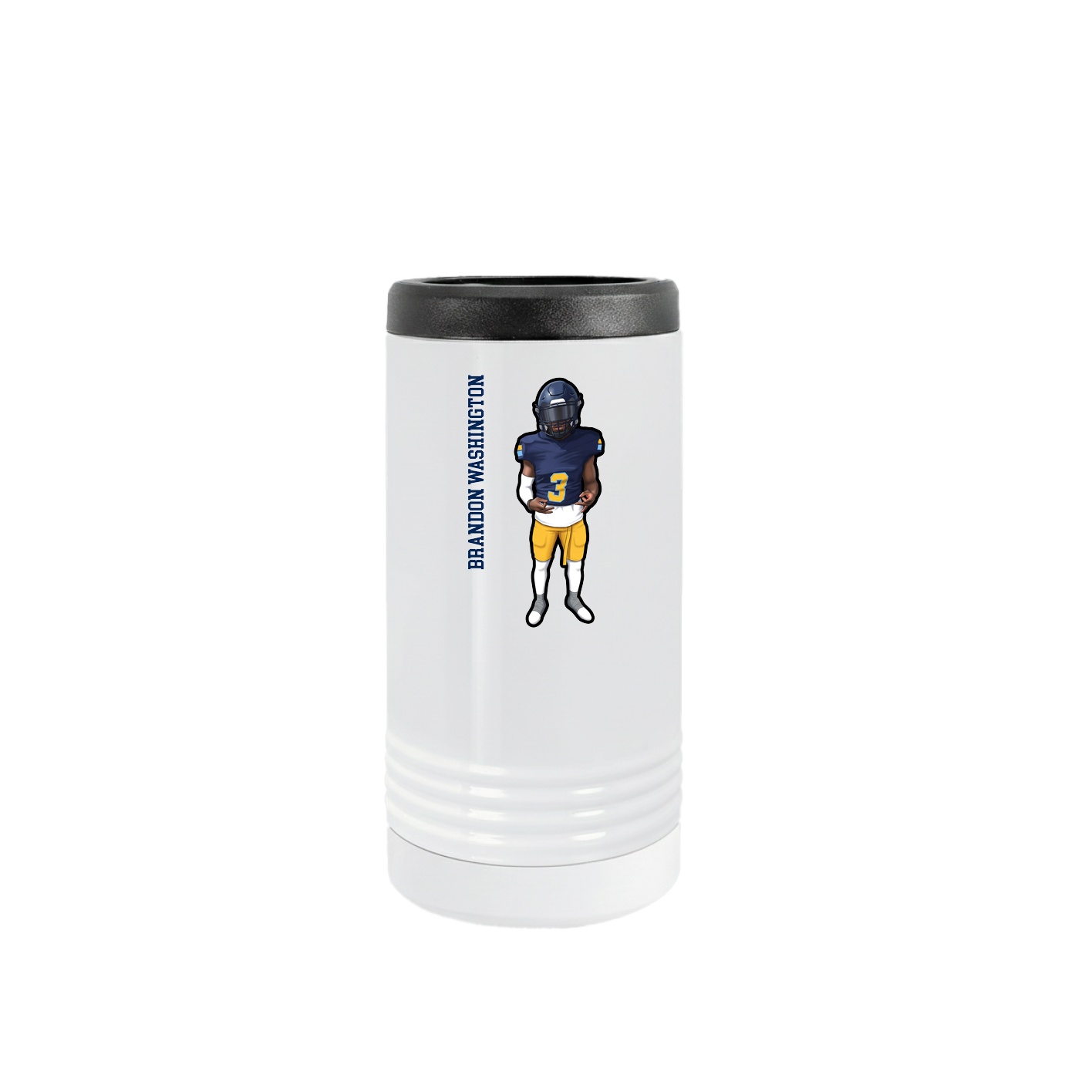 Slim Beverage Holder — Name Vertical in White