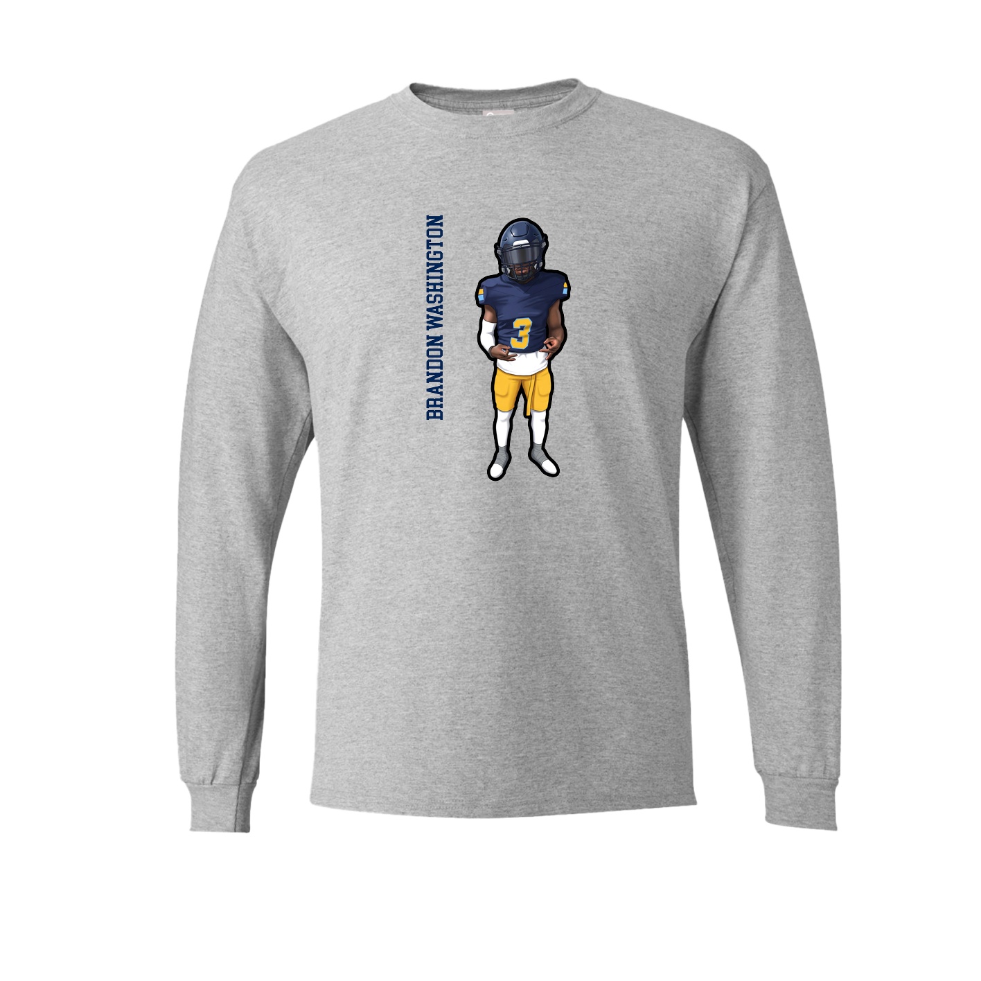 Long Sleeve Tee — Name Vertical in Grey