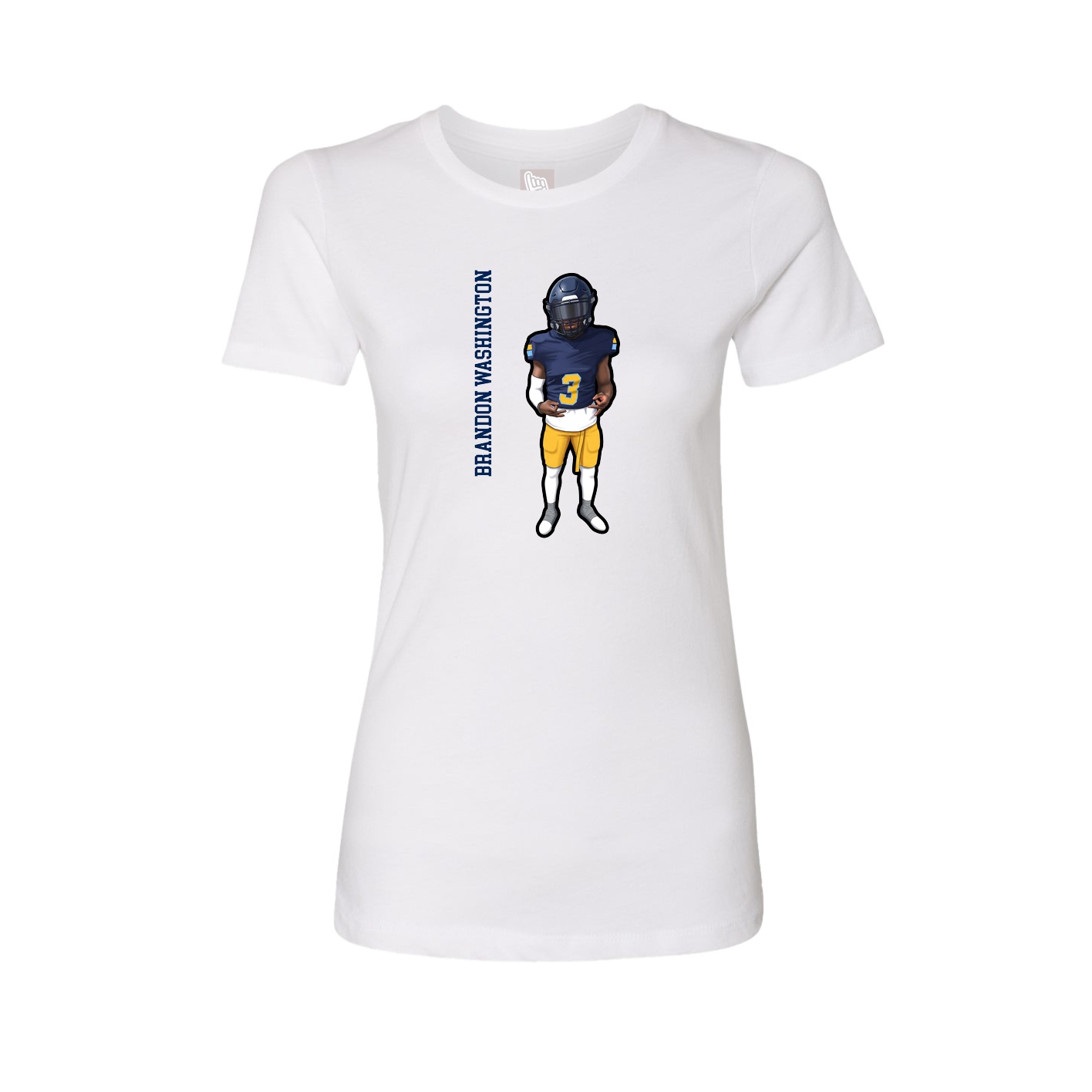 Fitted Women's Tee — Name Vertical in White
