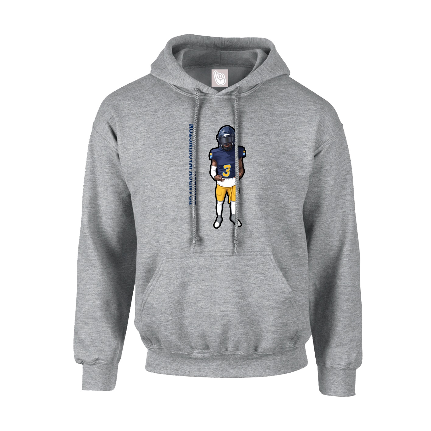 Hoodie — Name Vertical in Grey