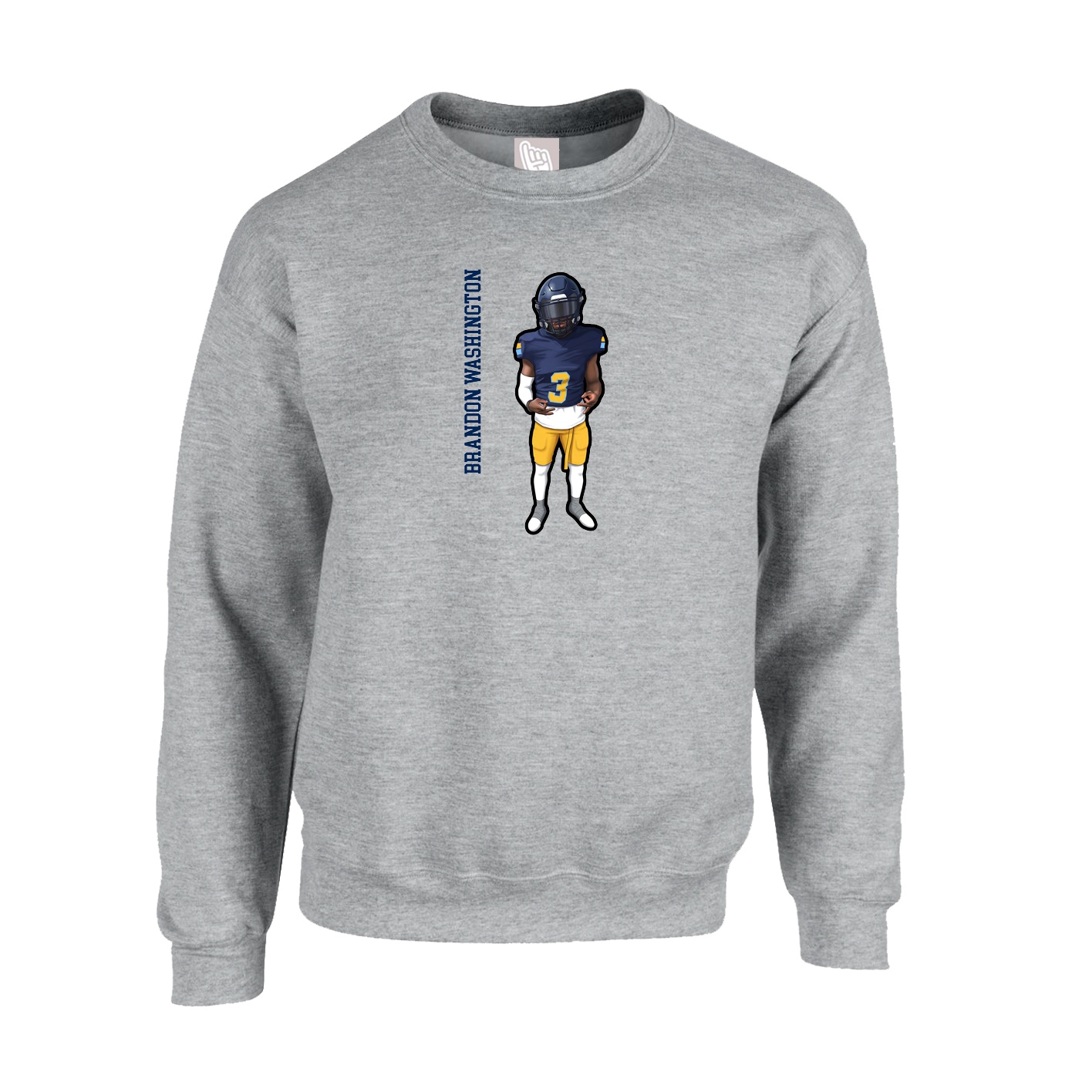 Fleece Crew — Name Vertical in Grey