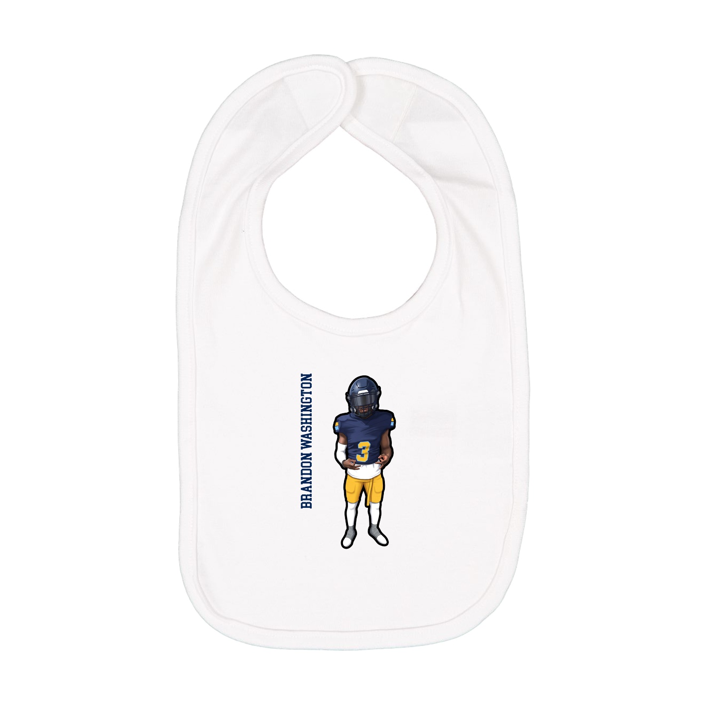 Infant Bib — Name Vertical in White