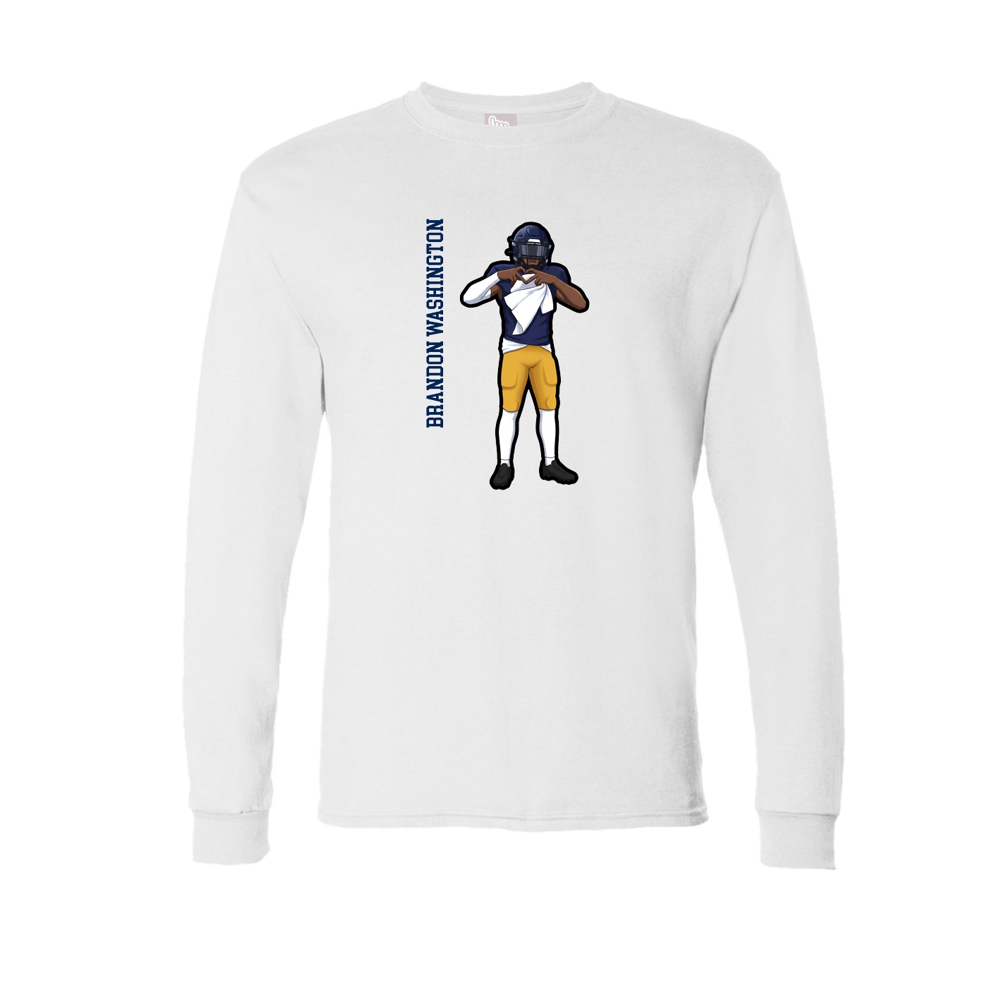 Long Sleeve Tee — Name Vertical in White