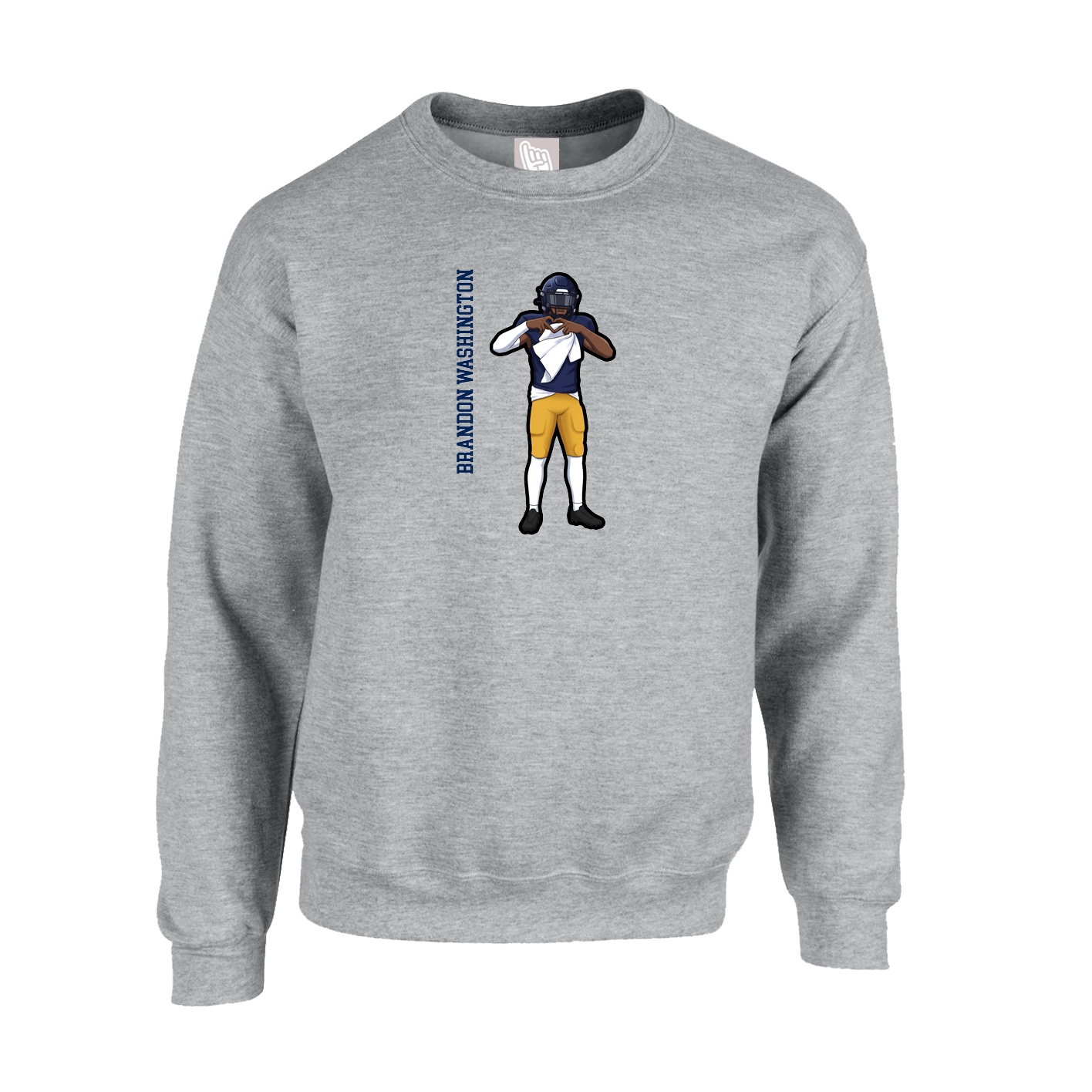 Fleece Crew — Name Vertical in Grey