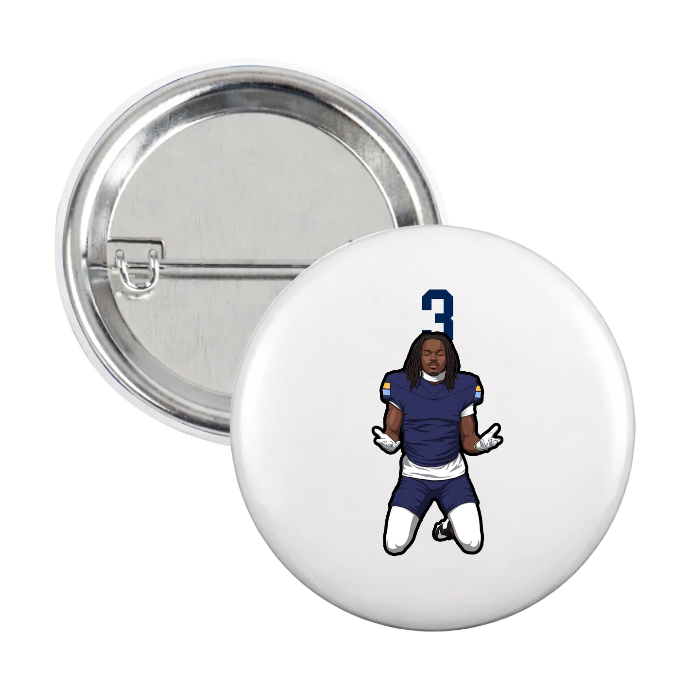Game Day Button — Number Top in White