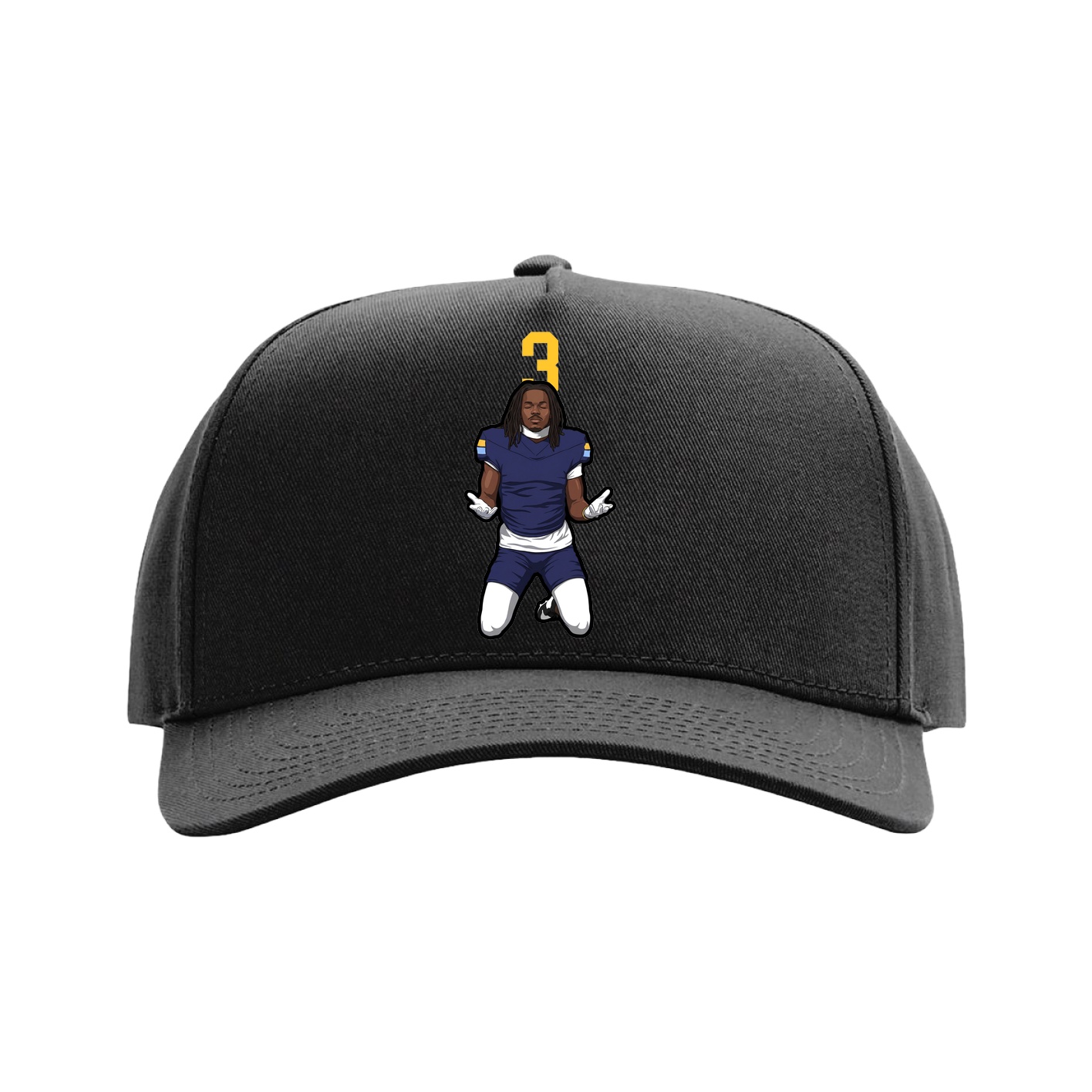 Full Fabric Five-Panel Champ Cap — Number Top in Black