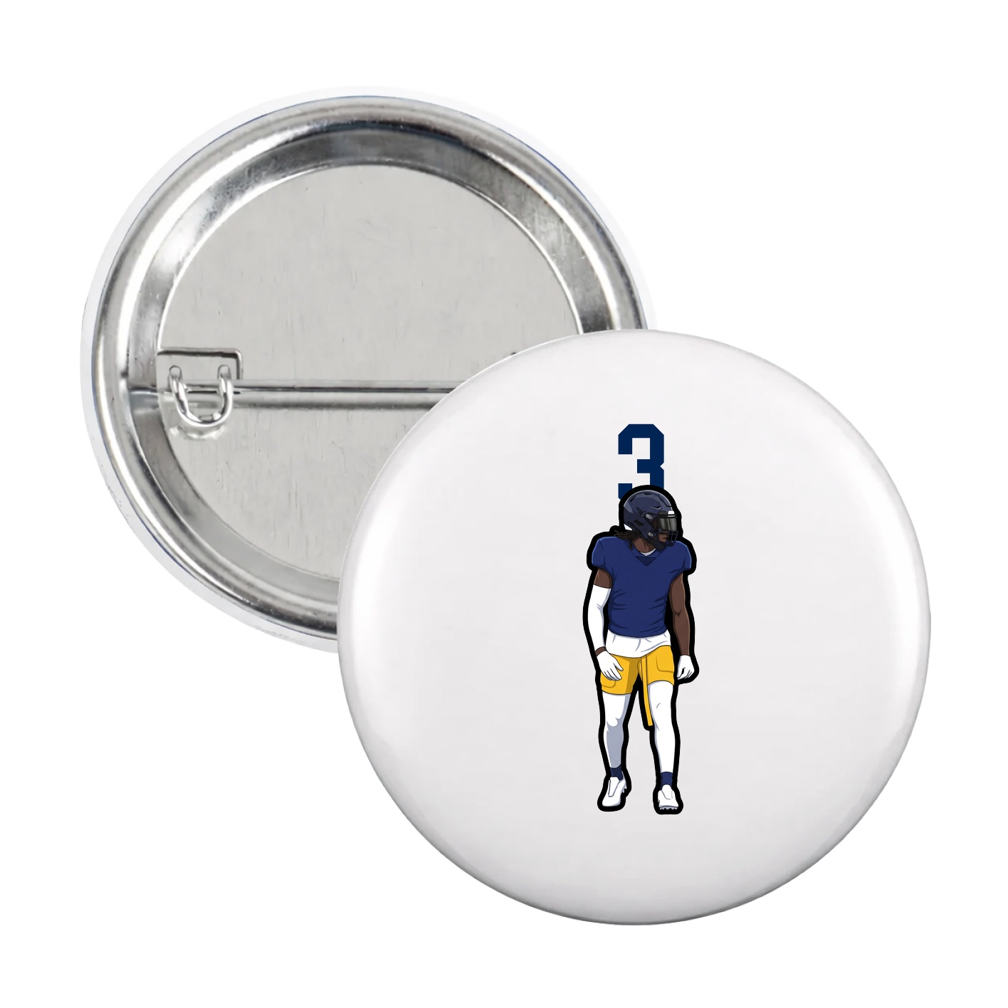 Game Day Button — Number Top in White