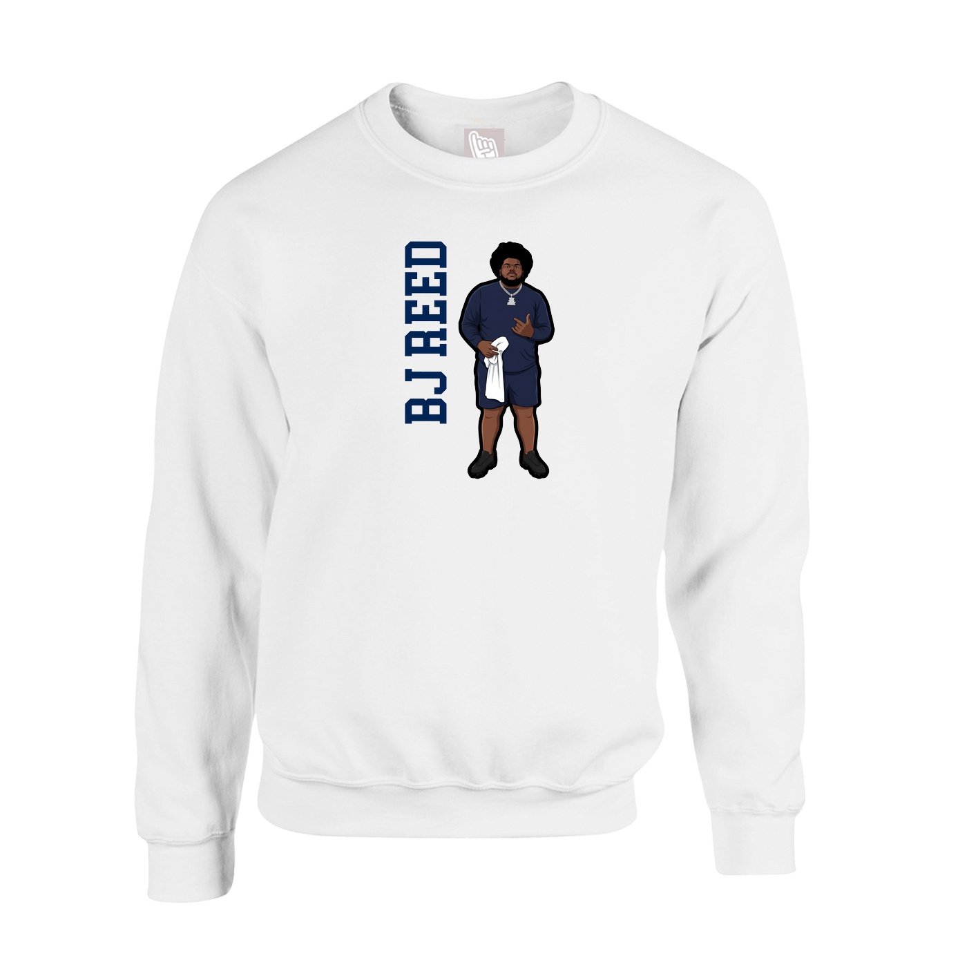Fleece Crew — Name Vertical in White