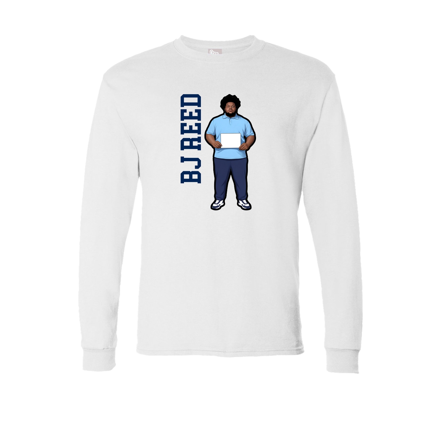 Long Sleeve Tee — Name Vertical in White