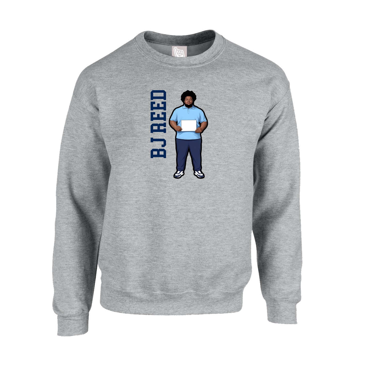 Fleece Crew — Name Vertical in Grey