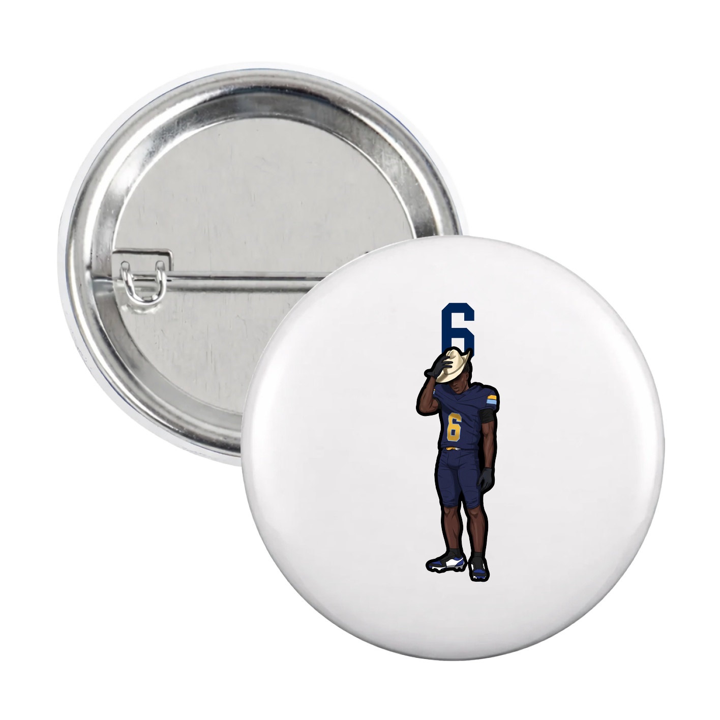 Game Day Button — Number Top in White
