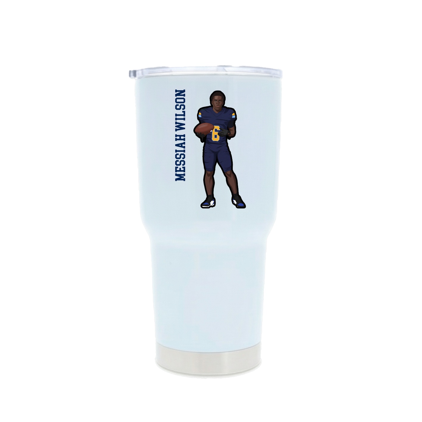 30oz Stainless Steel Tumbler — Name Vertical in White