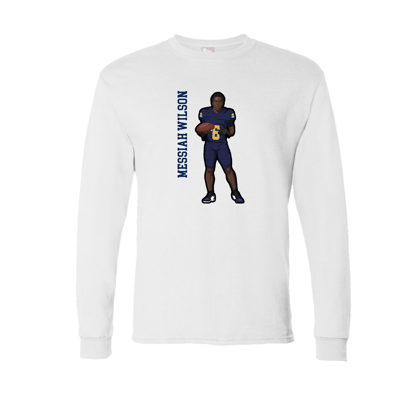 Long Sleeve Tee — Name Vertical in White