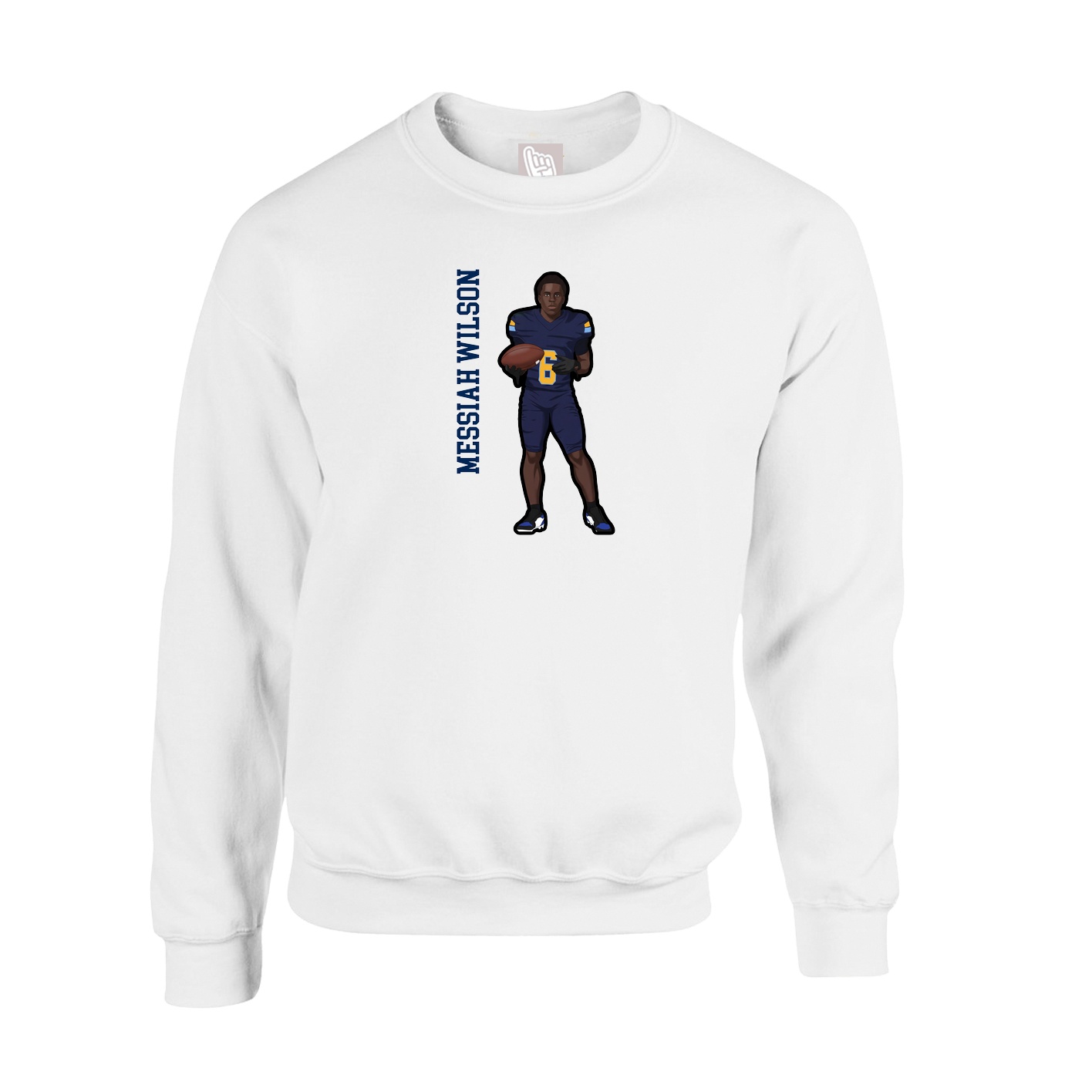 Fleece Crew — Name Vertical in White