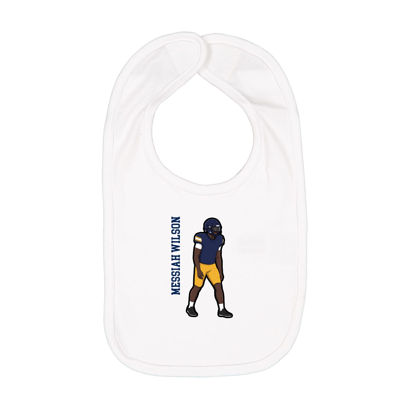 Infant Bib — Name Vertical in White
