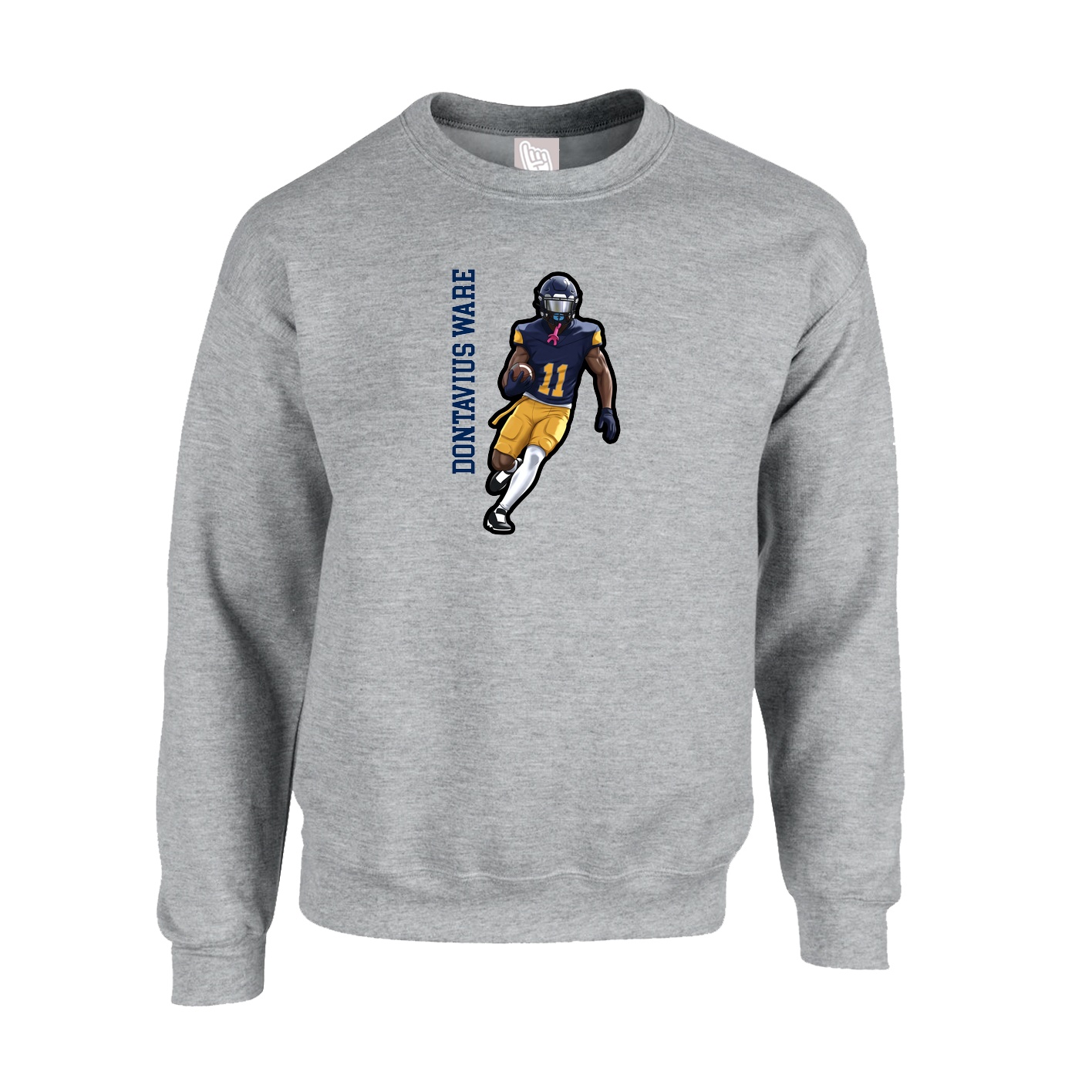 Fleece Crew — Name Vertical in Grey