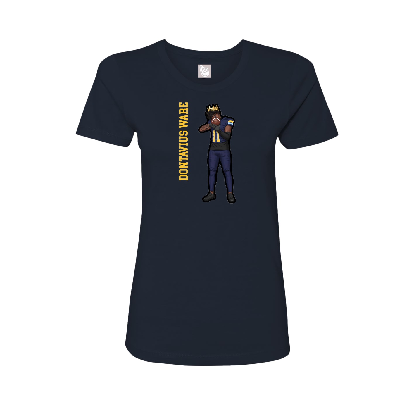 Fitted Women's Tee — Name Vertical in Navy