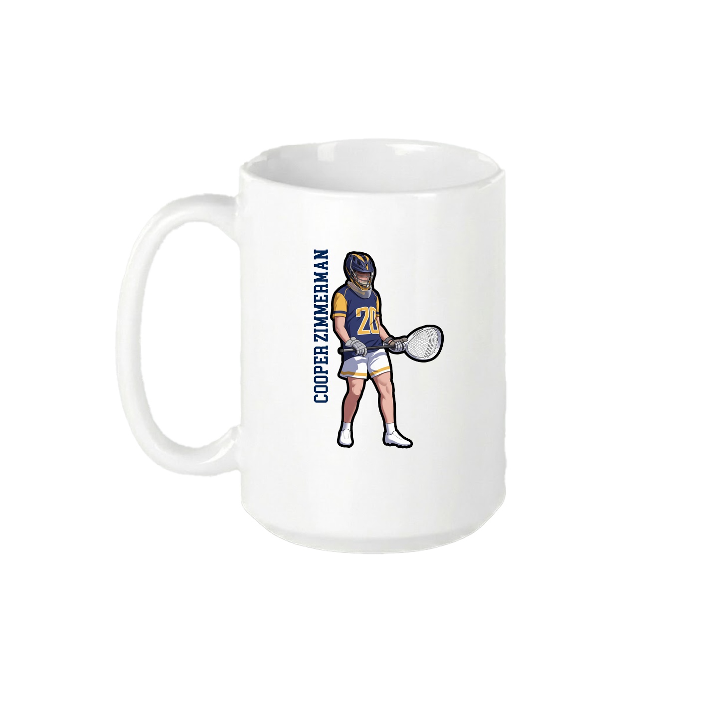 15oz Coffee Mug — Name Vertical in White